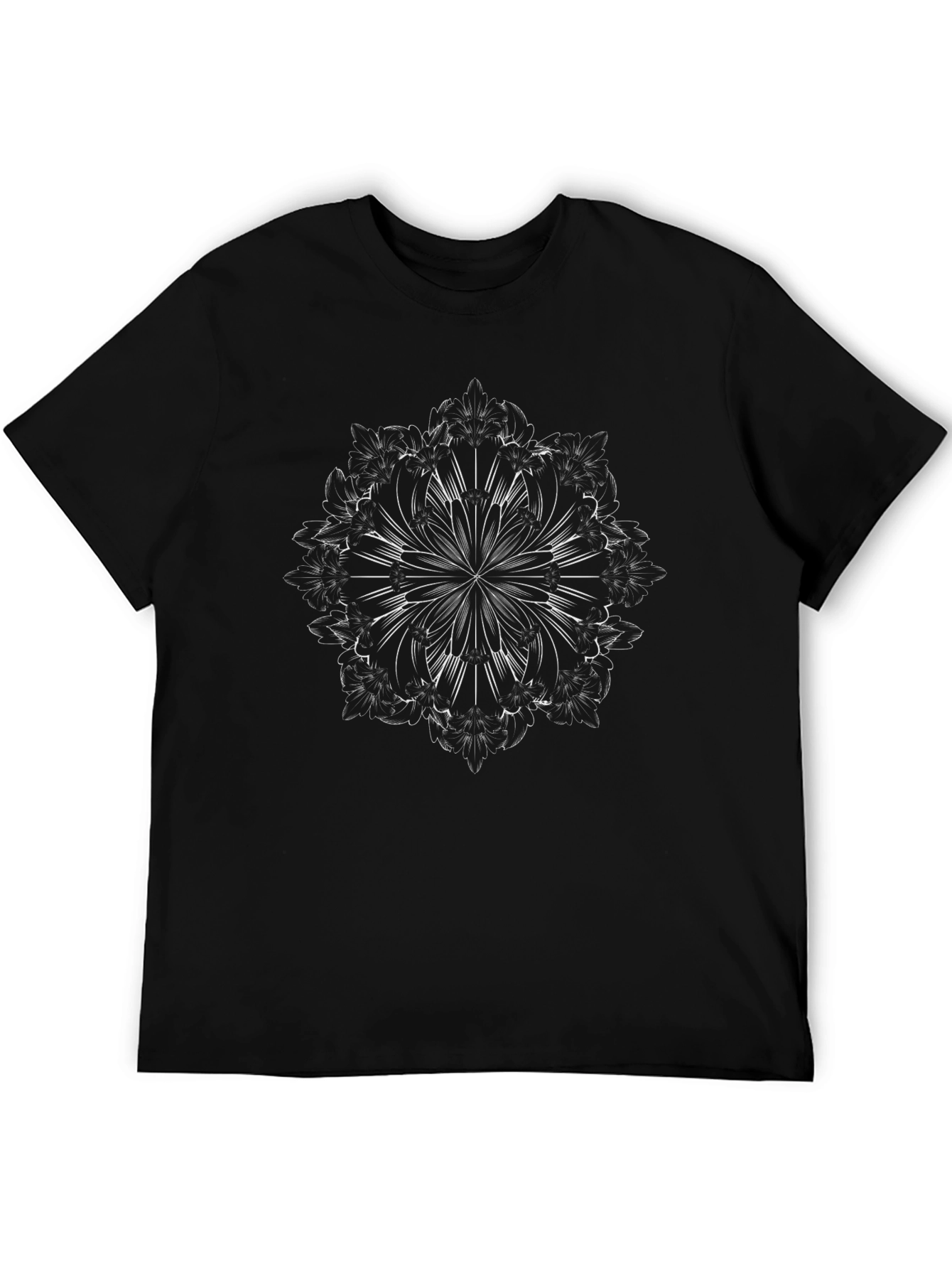 Camiseta Negra Mandala Abstracta para Hombre