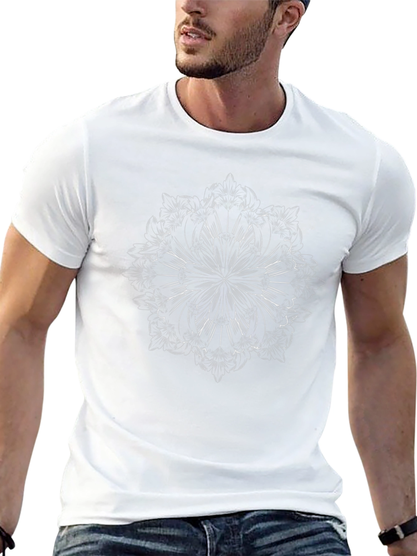 Camiseta Negra Mandala Abstracta para Hombre