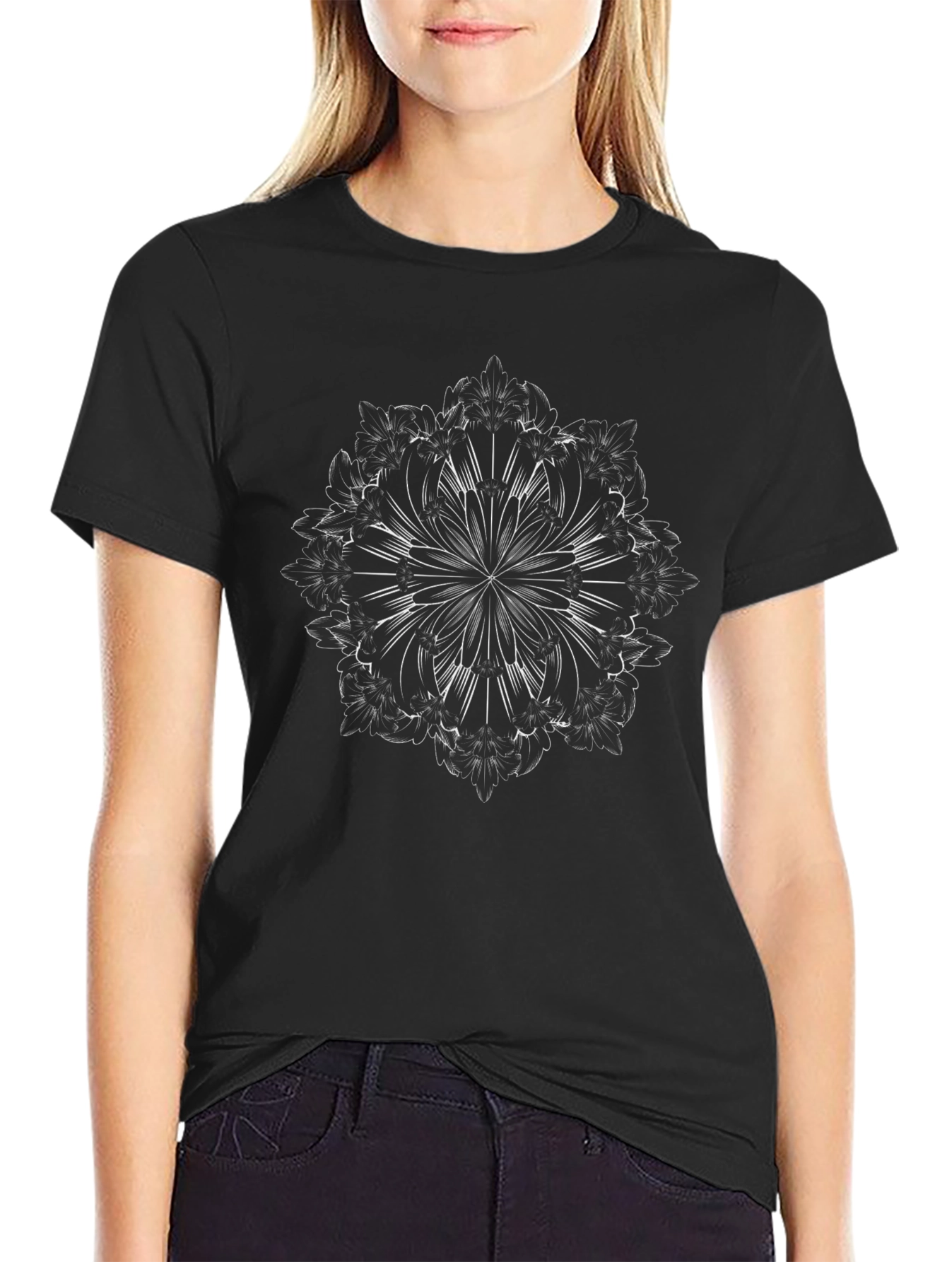 Camiseta Negra Mandala Abstracta para Hombre