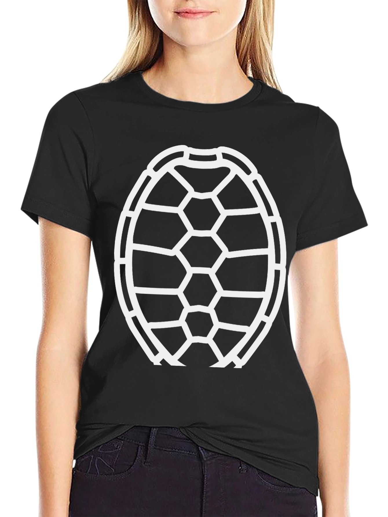 Camiseta Negra con Diseño de Caparazón de Tortuga