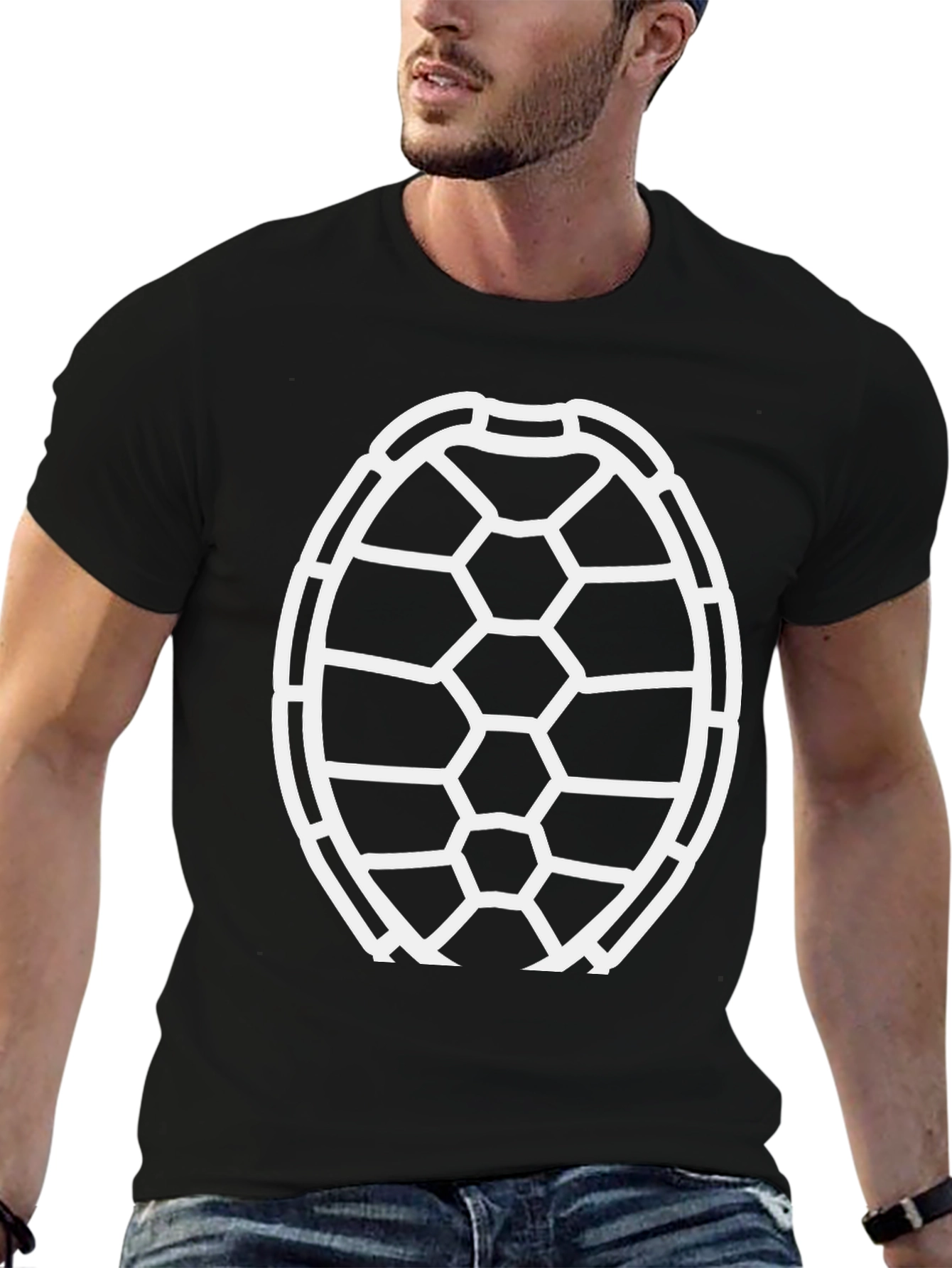 Camiseta Negra con Diseño de Caparazón de Tortuga