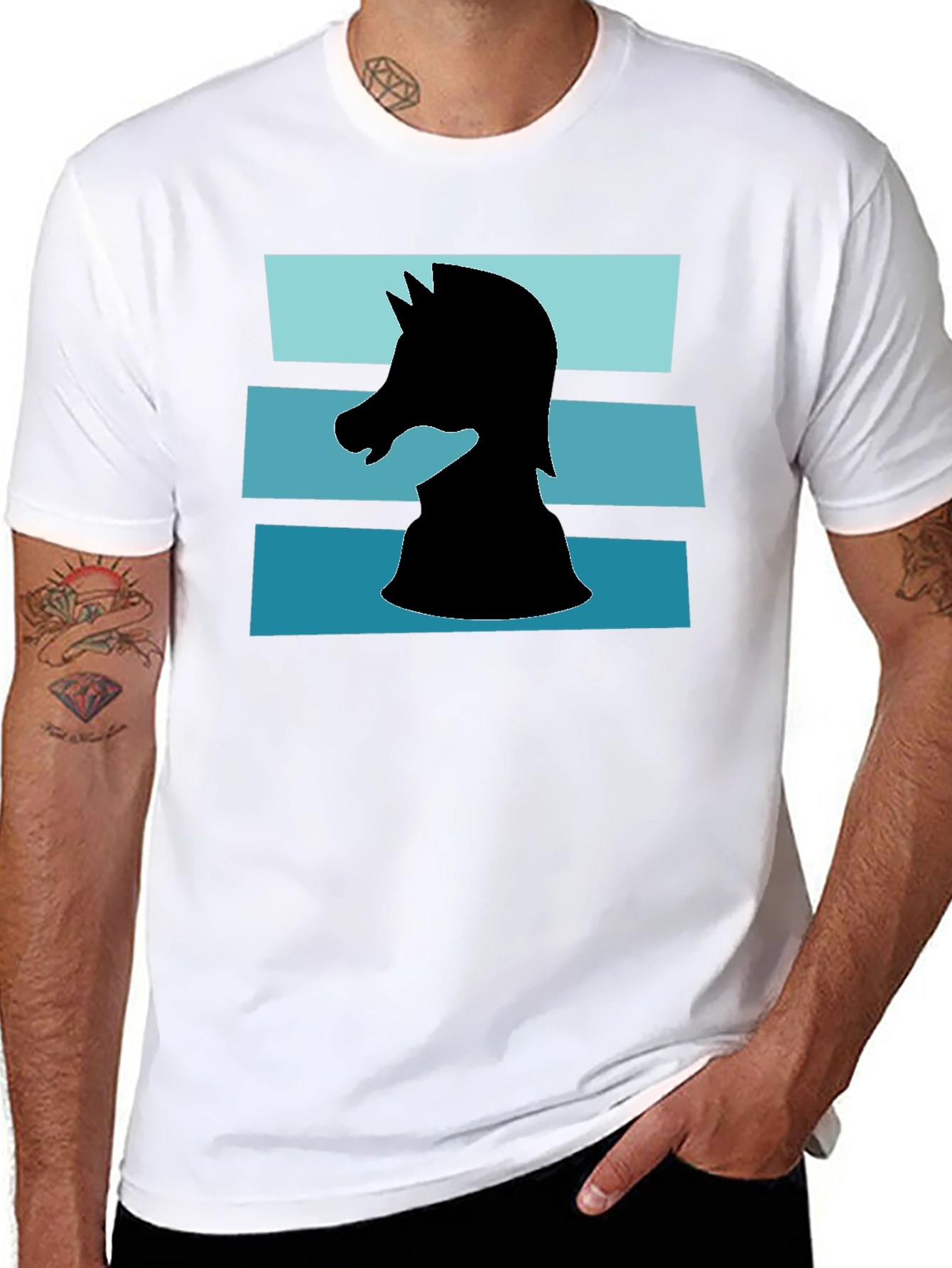 Camiseta Caballero Ajedrez Diseño Retro