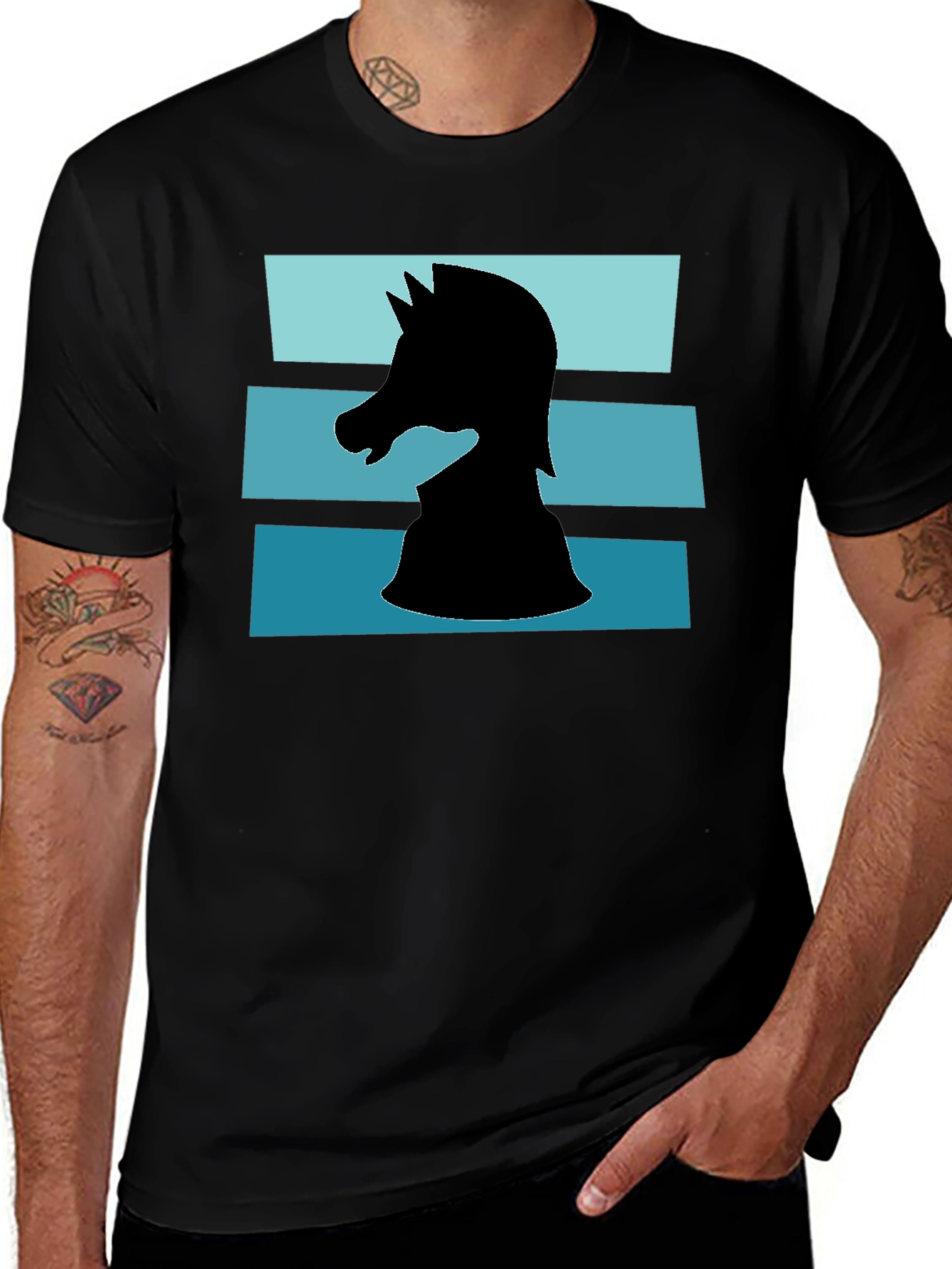 Camiseta Caballero Ajedrez Diseño Retro