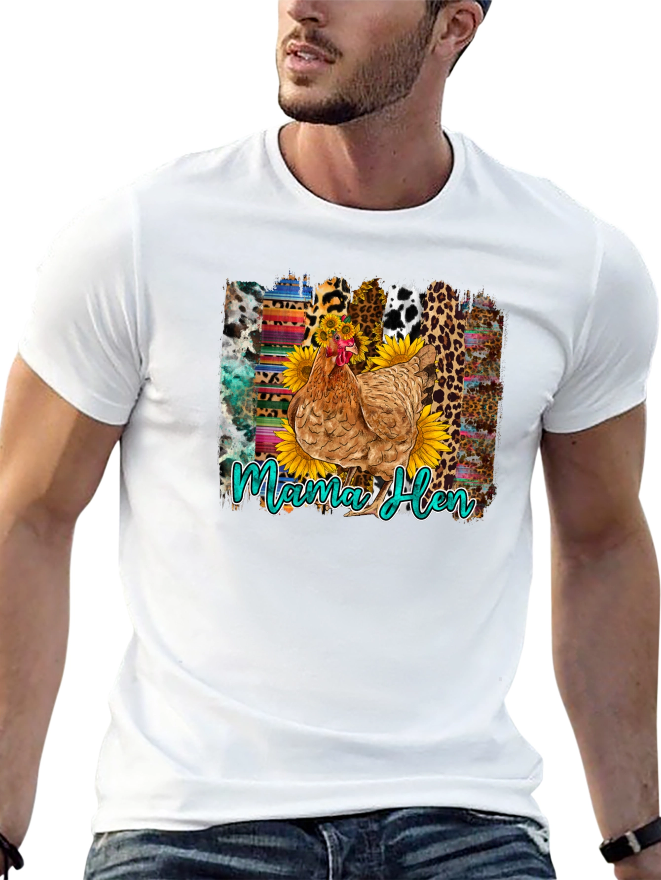 Camiseta Negra con Diseño de Gallina Mama Hen