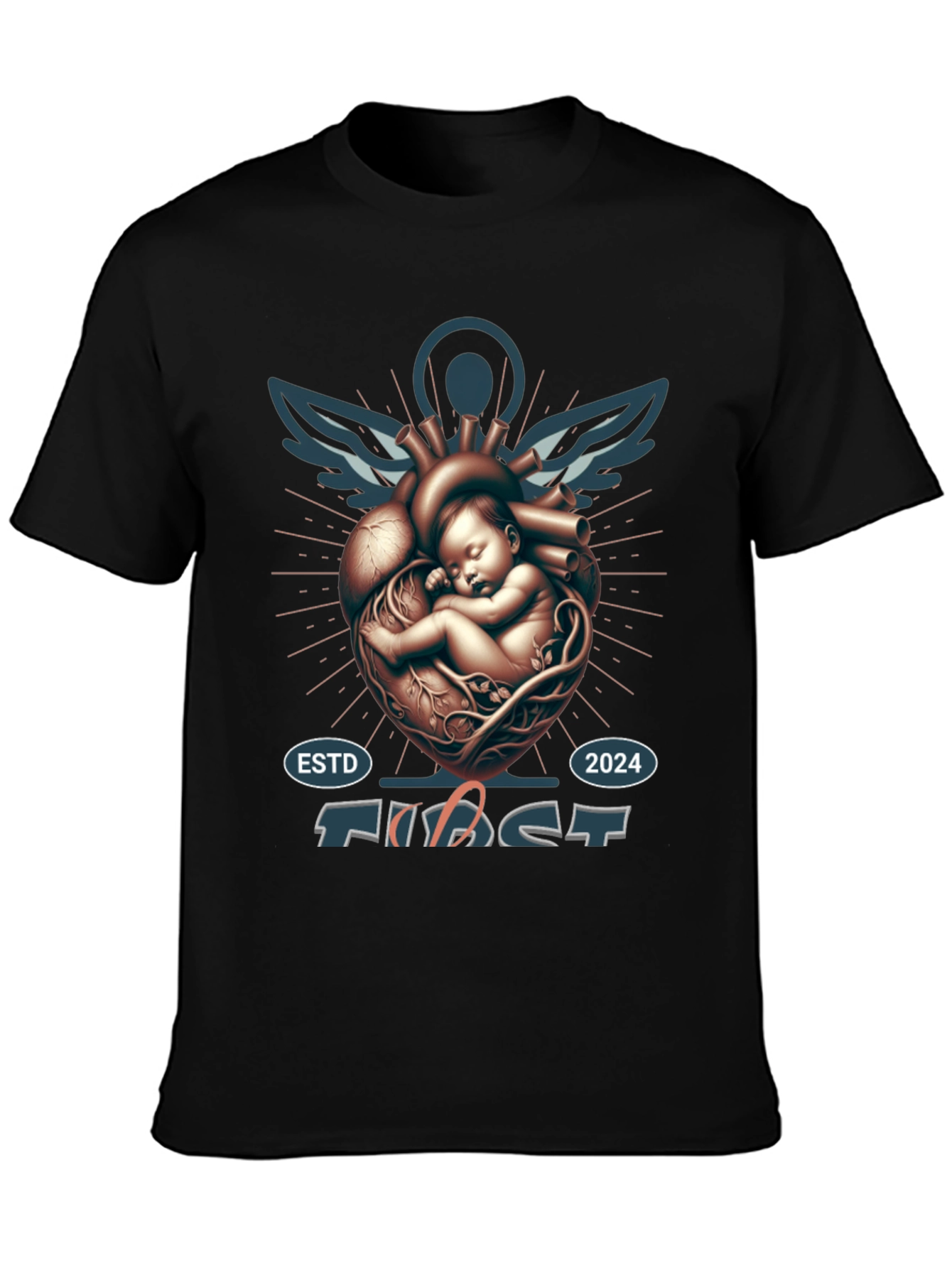 Camiseta Negra Primer Latido - Diseño Único