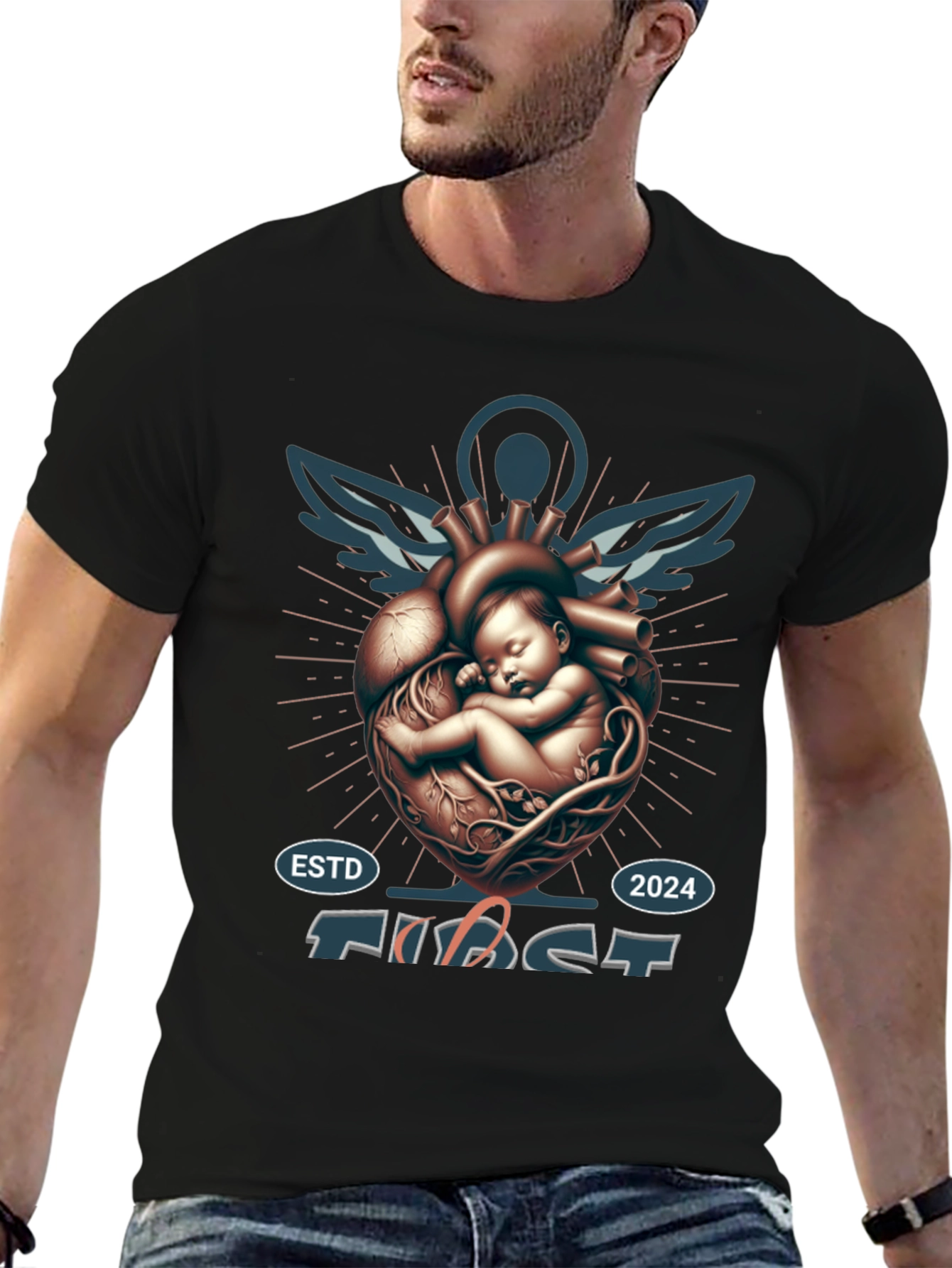 Camiseta Negra Primer Latido - Diseño Único