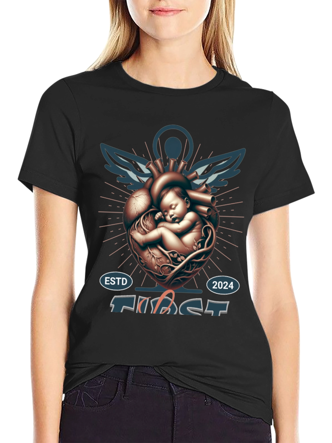 Camiseta Negra Primer Latido - Diseño Único
