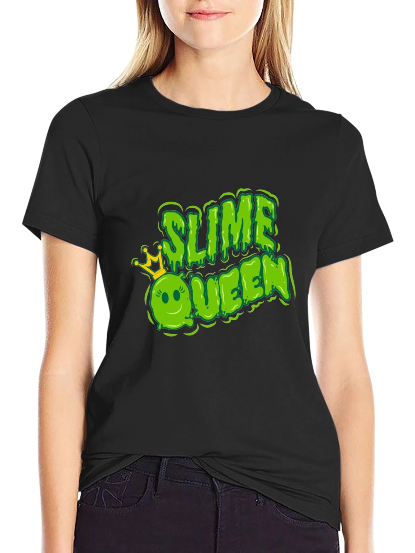 Camiseta Negra Slime Queen Divertida