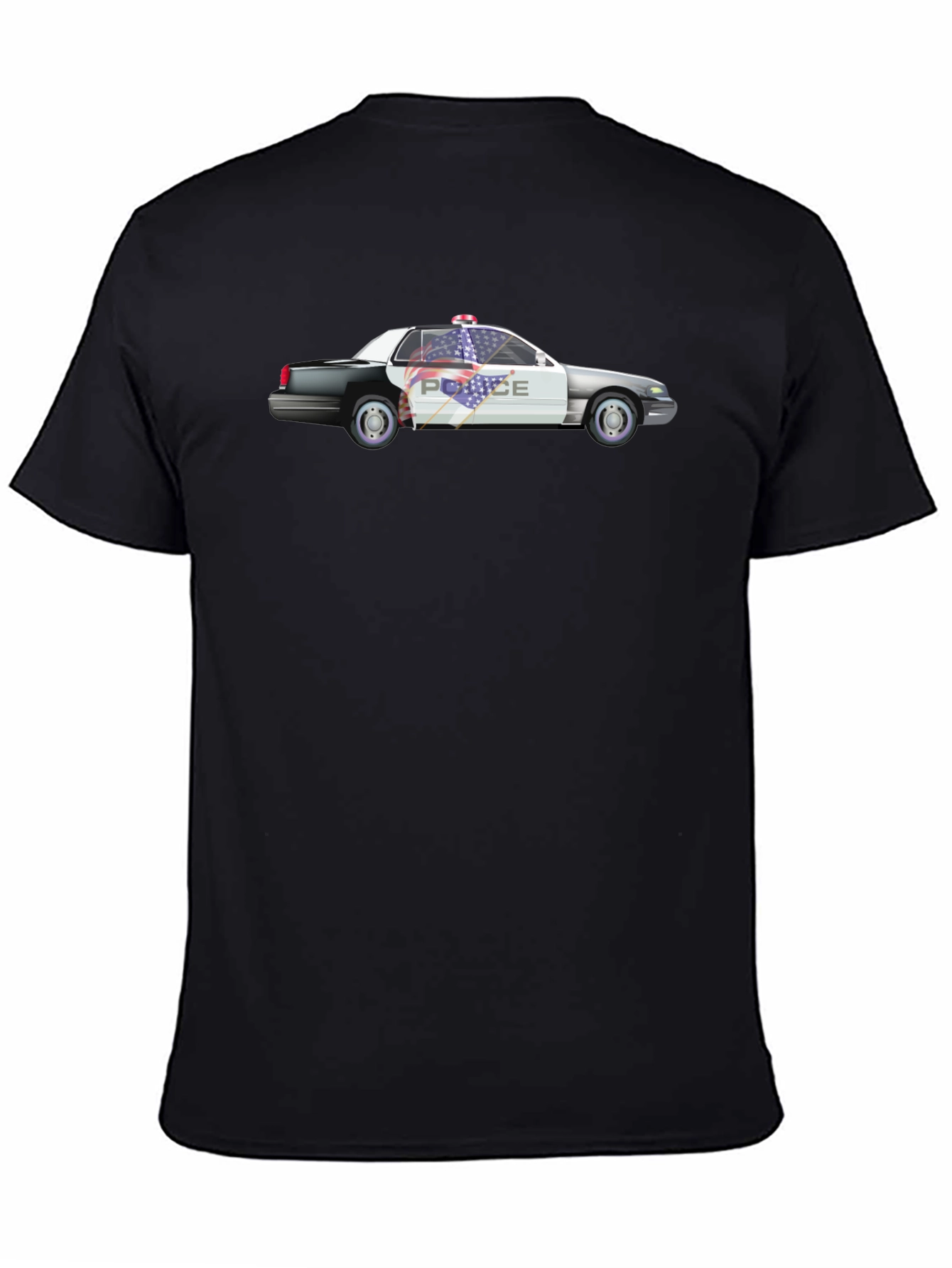 Camiseta Negra con Diseño de Coche de Policía
