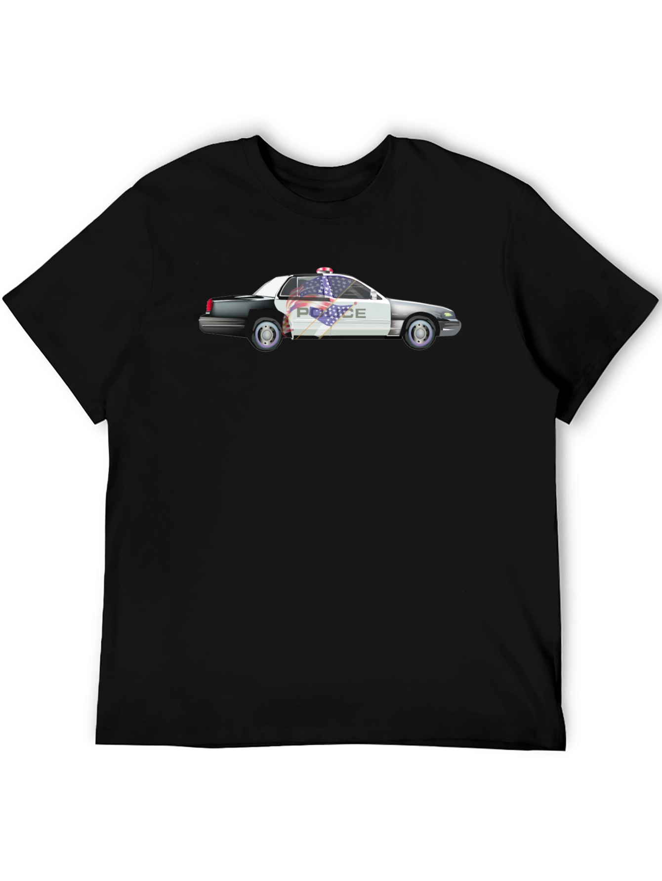 Camiseta Negra con Diseño de Coche de Policía