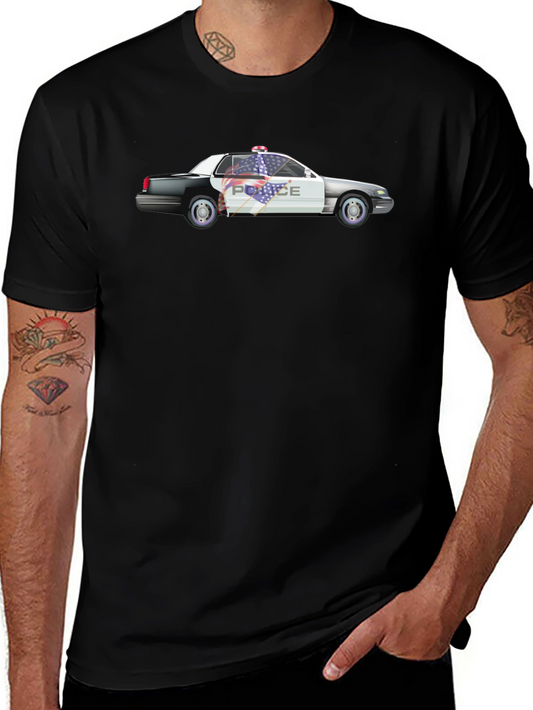 Camiseta Negra con Diseño de Coche de Policía