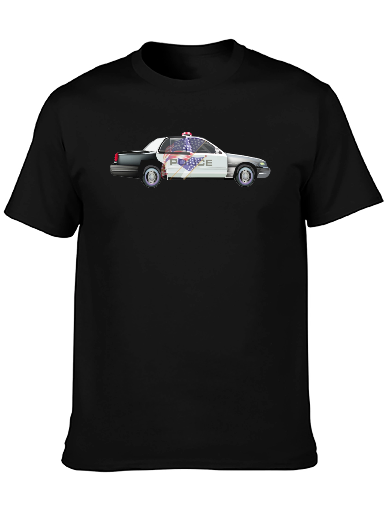 Camiseta Negra con Diseño de Coche de Policía