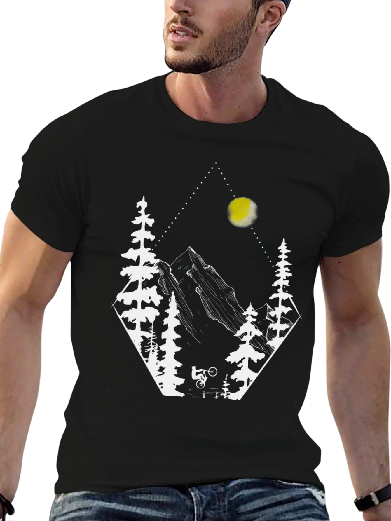 Camiseta Negra Diseño Montaña y Bici
