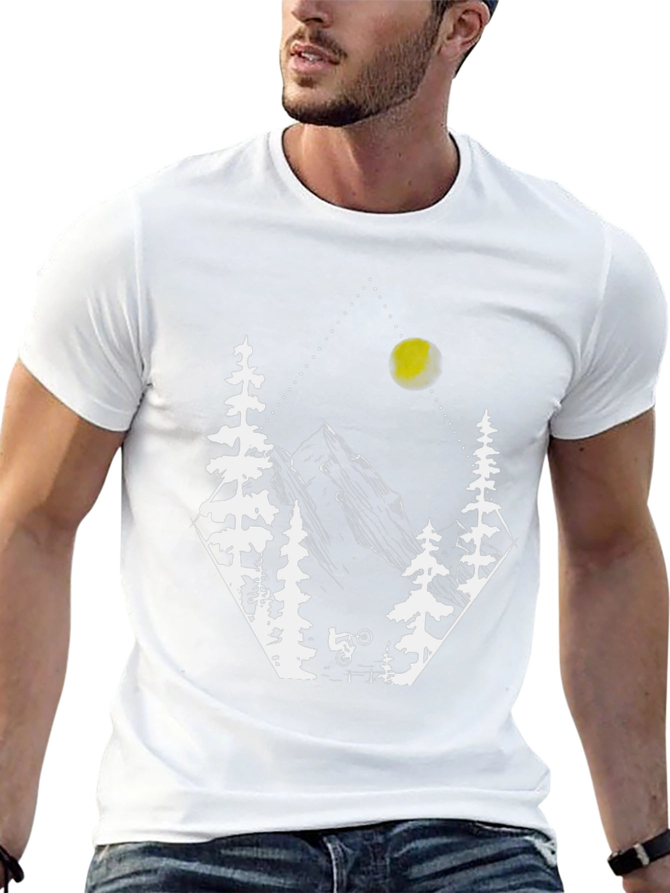 Camiseta Negra Diseño Montaña y Bici