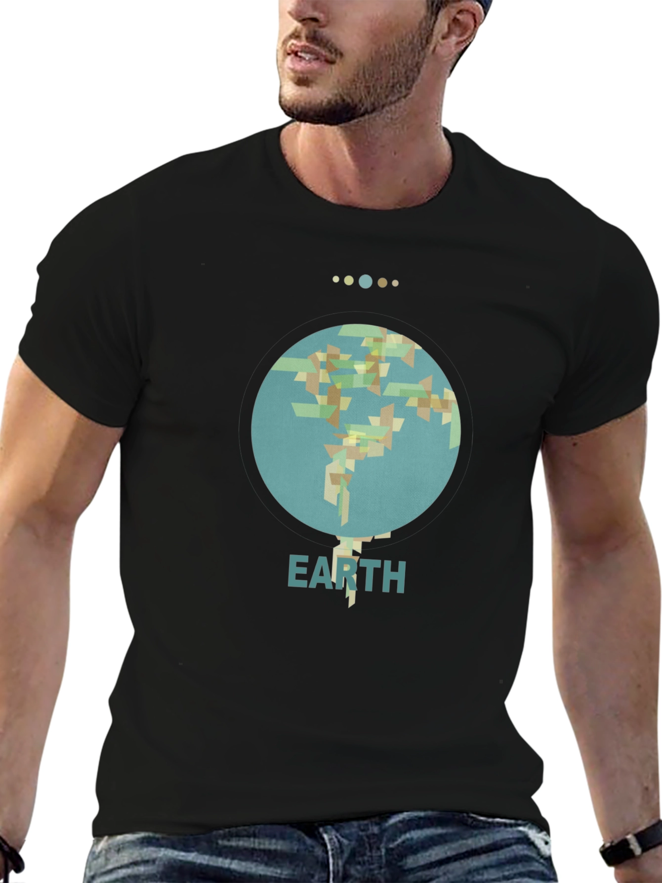 Camiseta Negra Earth Diseño Geométrico