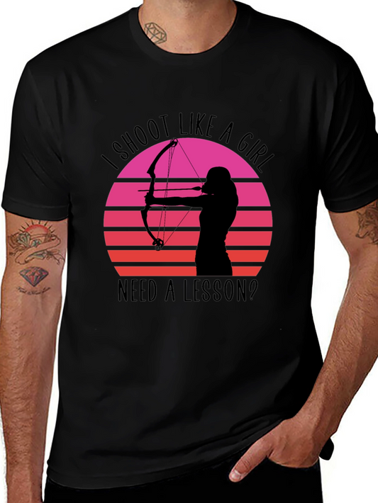 Camiseta Negra Arquera Retro: ¡Dispara como una Chica!