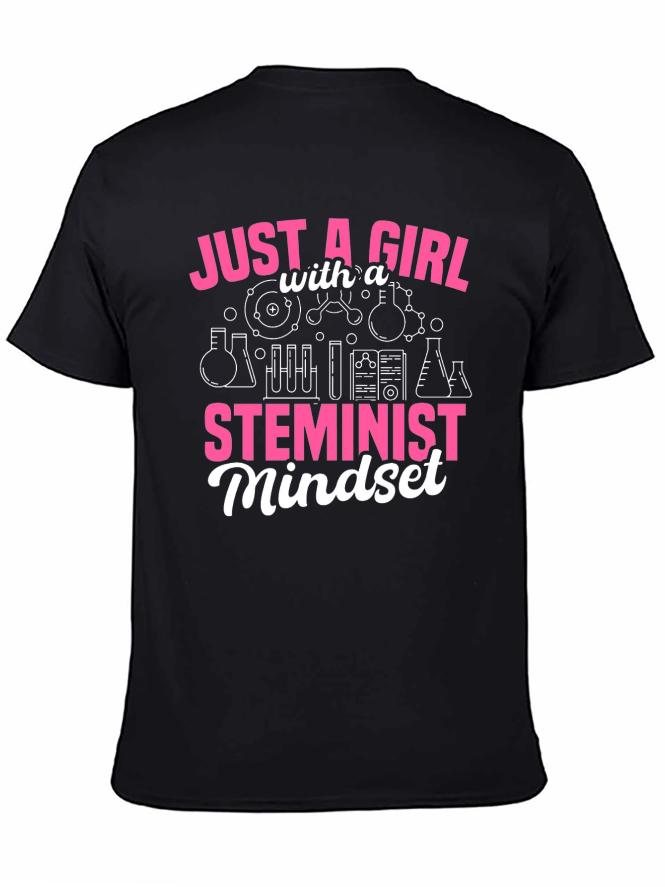 Camiseta Negra Feminista STEM para Mujer