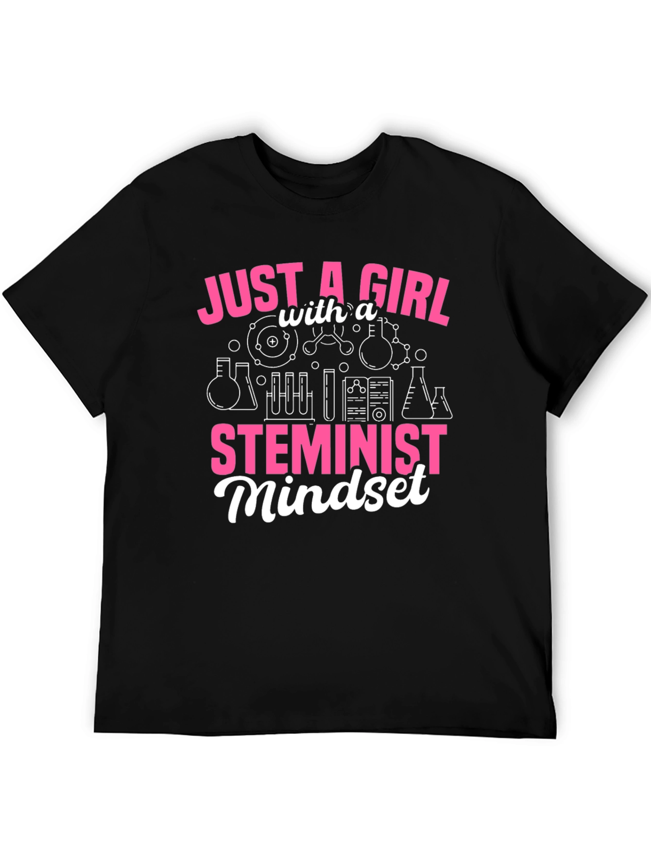 Camiseta Negra Feminista STEM para Mujer