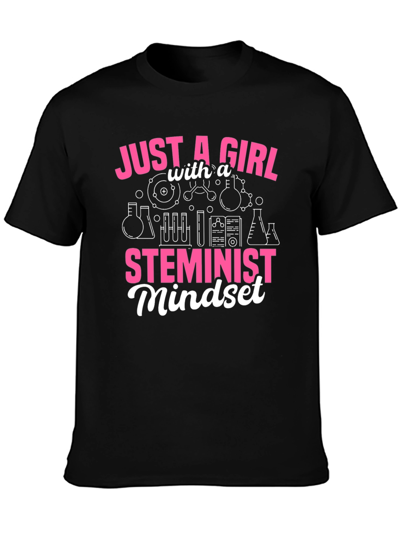 Camiseta Negra Feminista STEM para Mujer