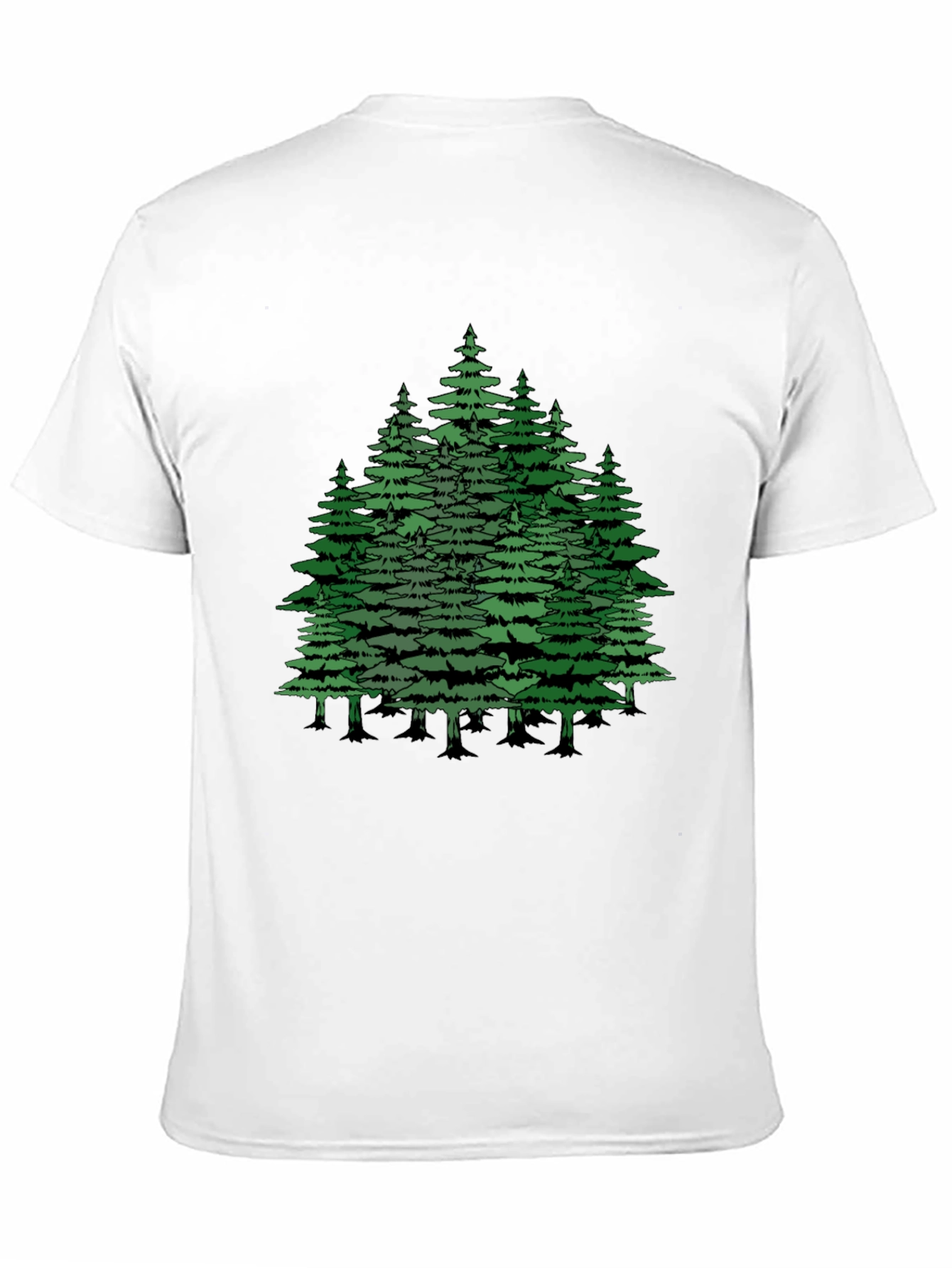 Camiseta Negra con Diseño de Bosque de Pinos