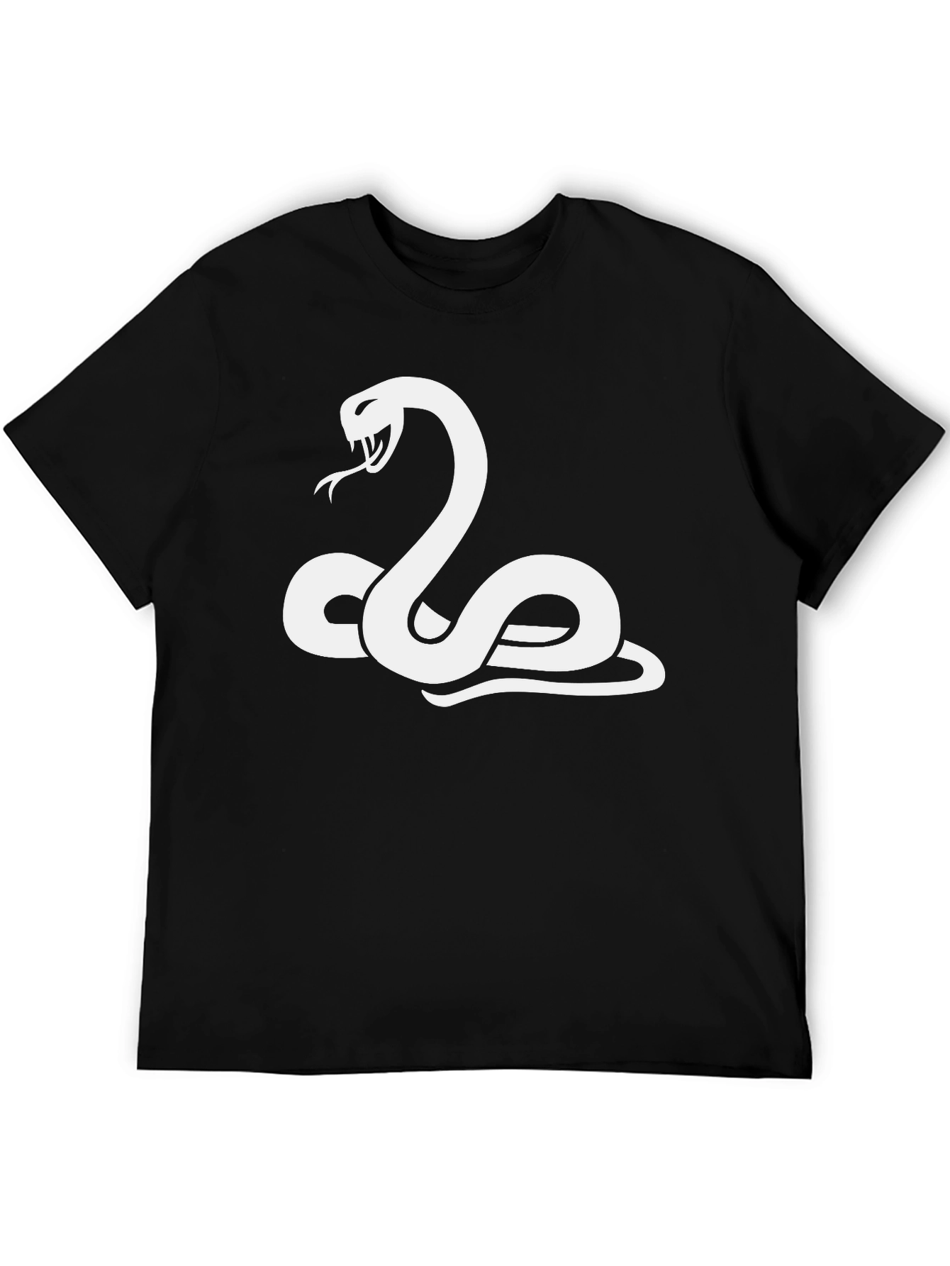 Camiseta Negra con Diseño de Serpiente Blanca