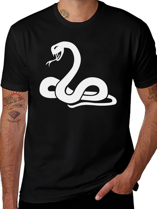 Camiseta Negra con Diseño de Serpiente Blanca