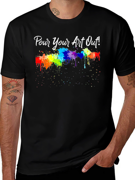 Camiseta Negra ¡Vierte tu Arte! con Diseño de Pintura