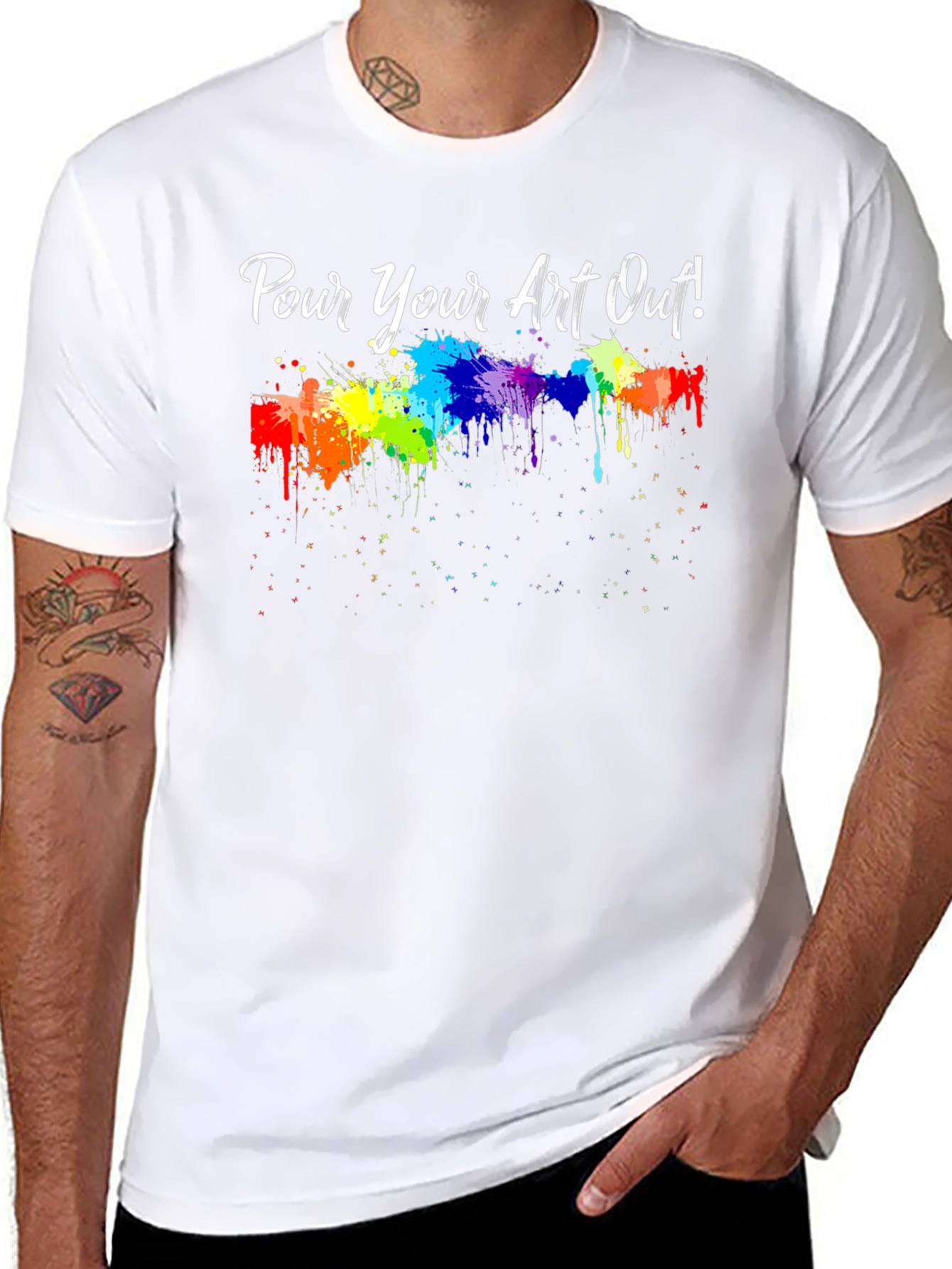 Camiseta Negra ¡Vierte tu Arte! con Diseño de Pintura