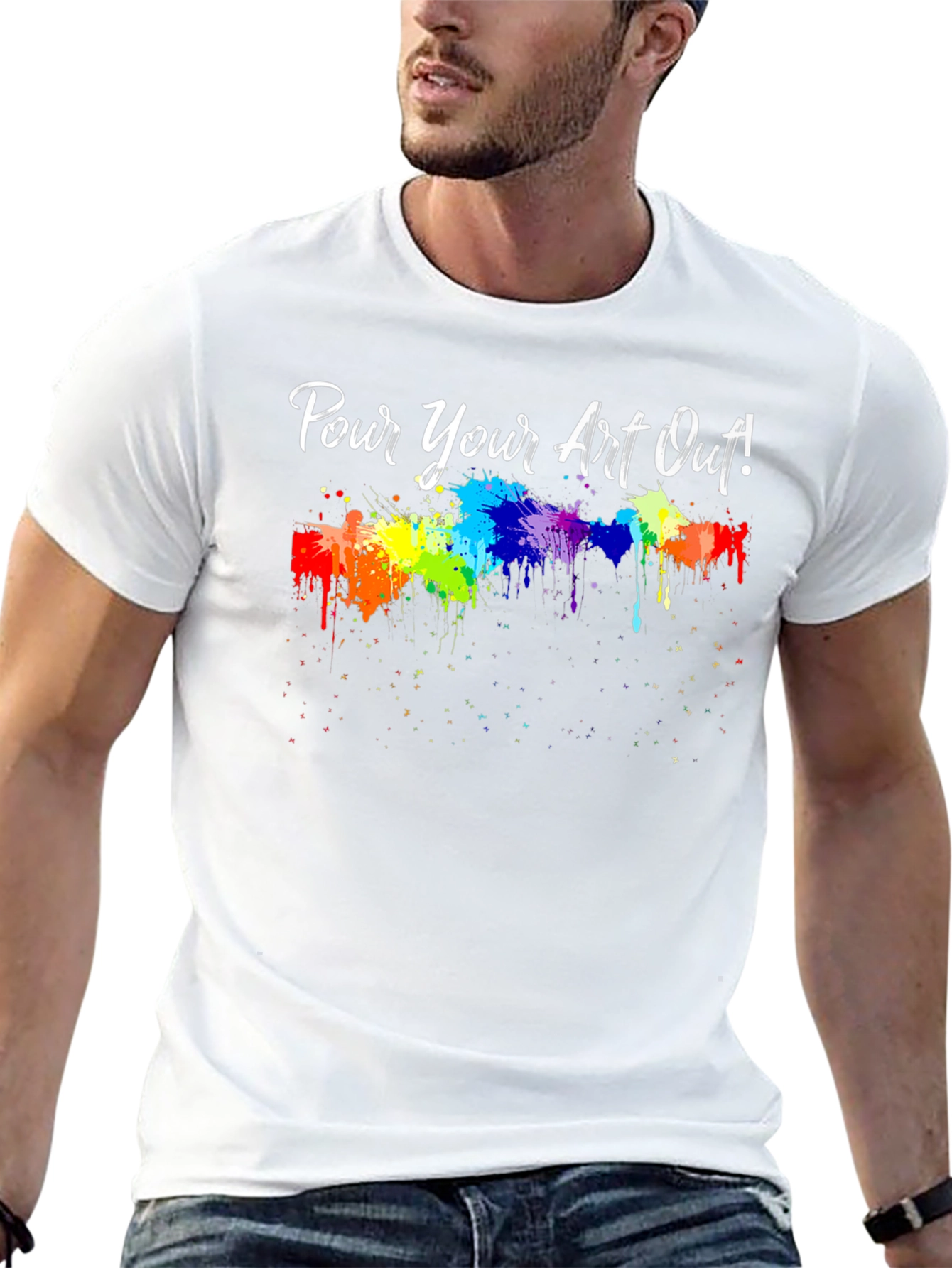 Camiseta Negra ¡Vierte tu Arte! con Diseño de Pintura