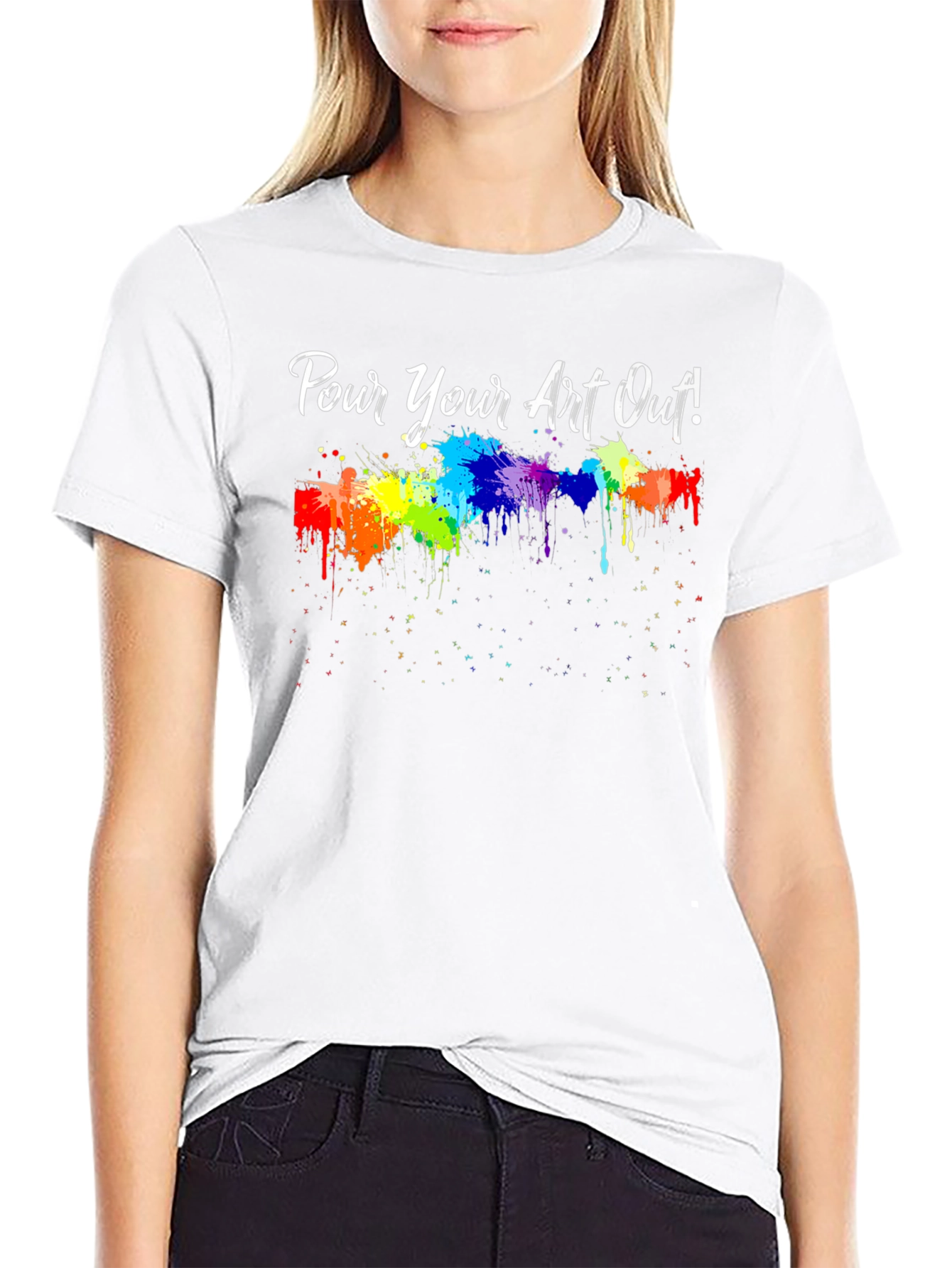 Camiseta Negra ¡Vierte tu Arte! con Diseño de Pintura