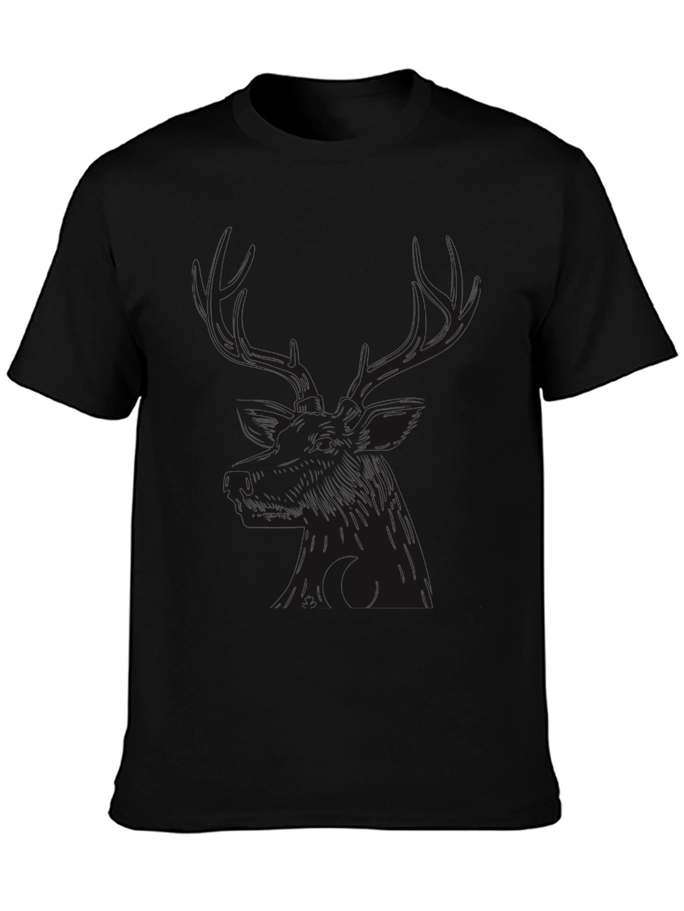 Camiseta Negra con Diseño de Ciervo para Hombre