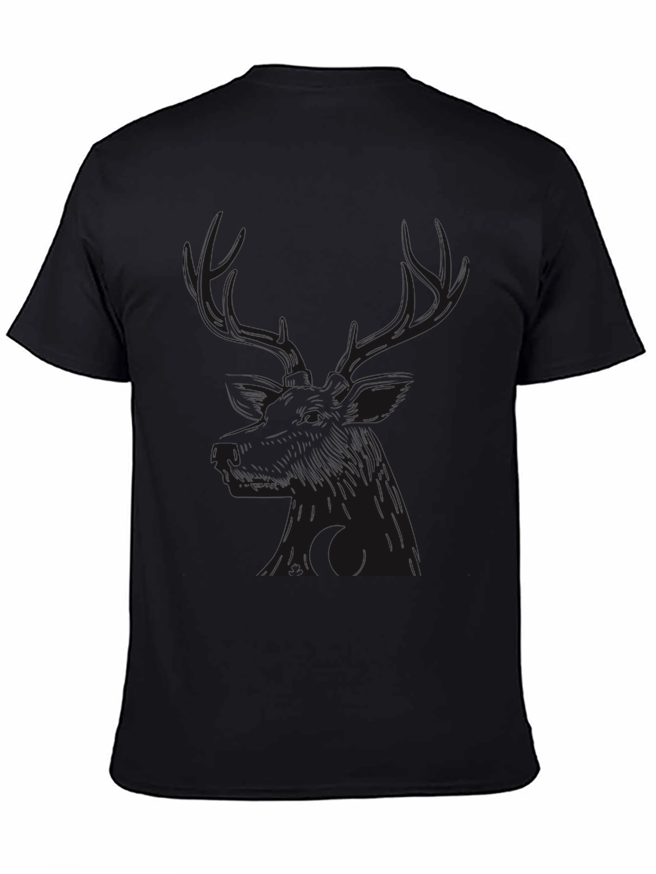 Camiseta Negra con Diseño de Ciervo para Hombre