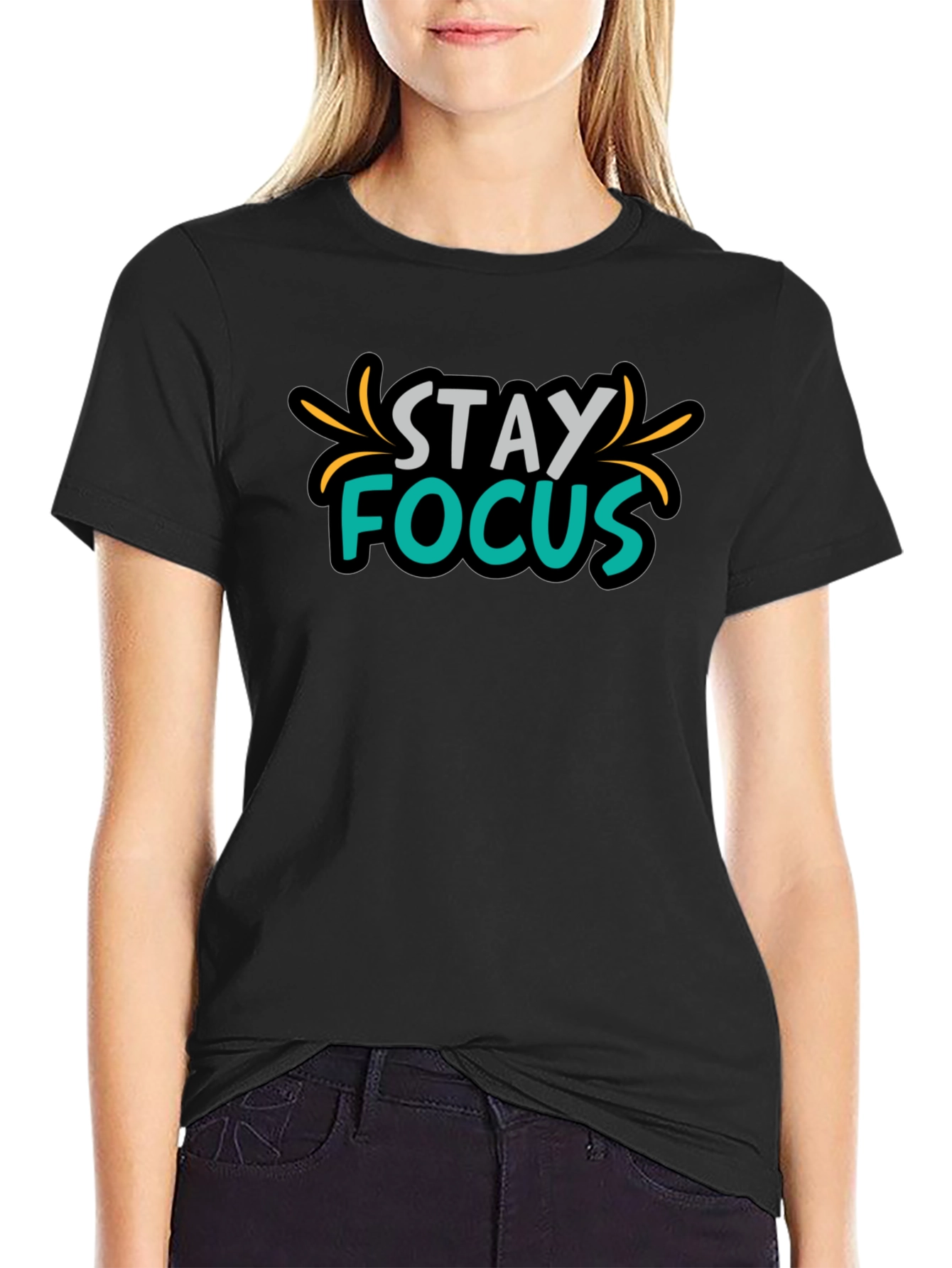 Camiseta Negra Stay Focus para Hombre