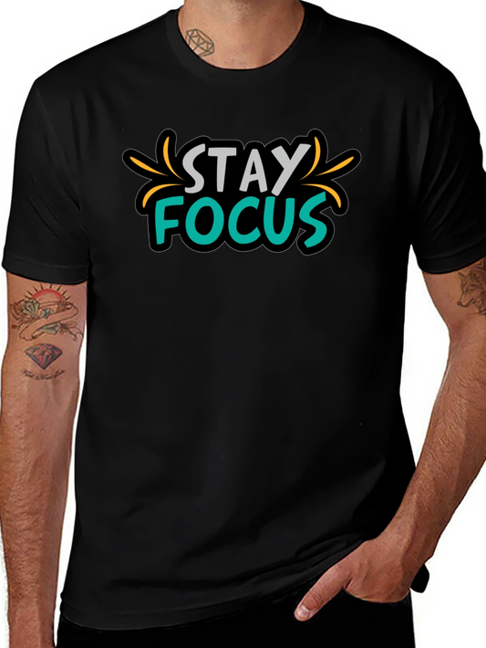 Camiseta Negra Stay Focus para Hombre