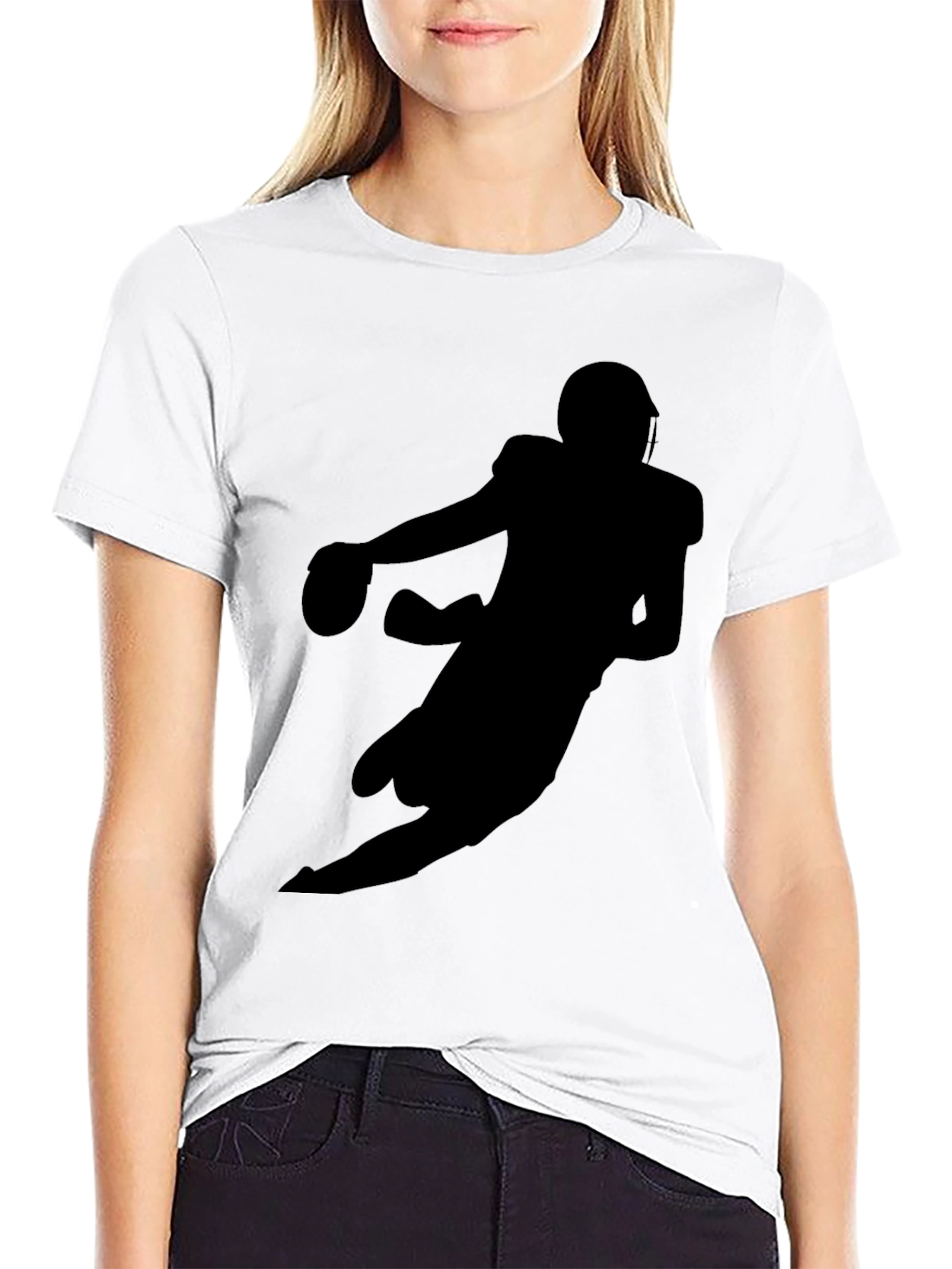 Camiseta Negra Silueta Jugador Fútbol Americano