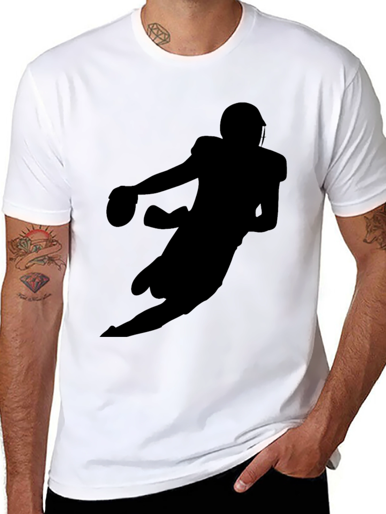 Camiseta Negra Silueta Jugador Fútbol Americano