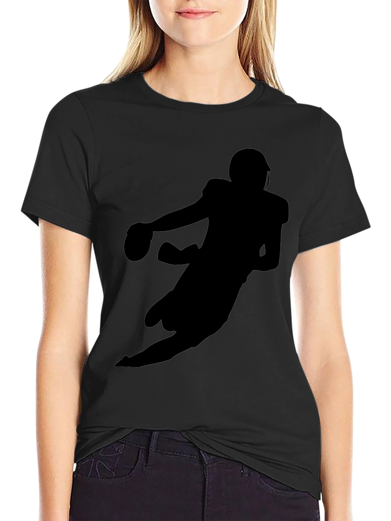 Camiseta Negra Silueta Jugador Fútbol Americano