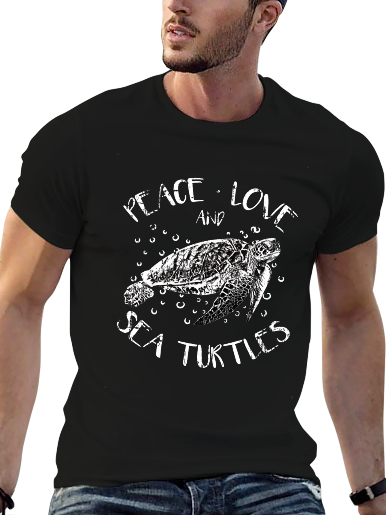 Camiseta Negra con Diseño de Tortuga Marina