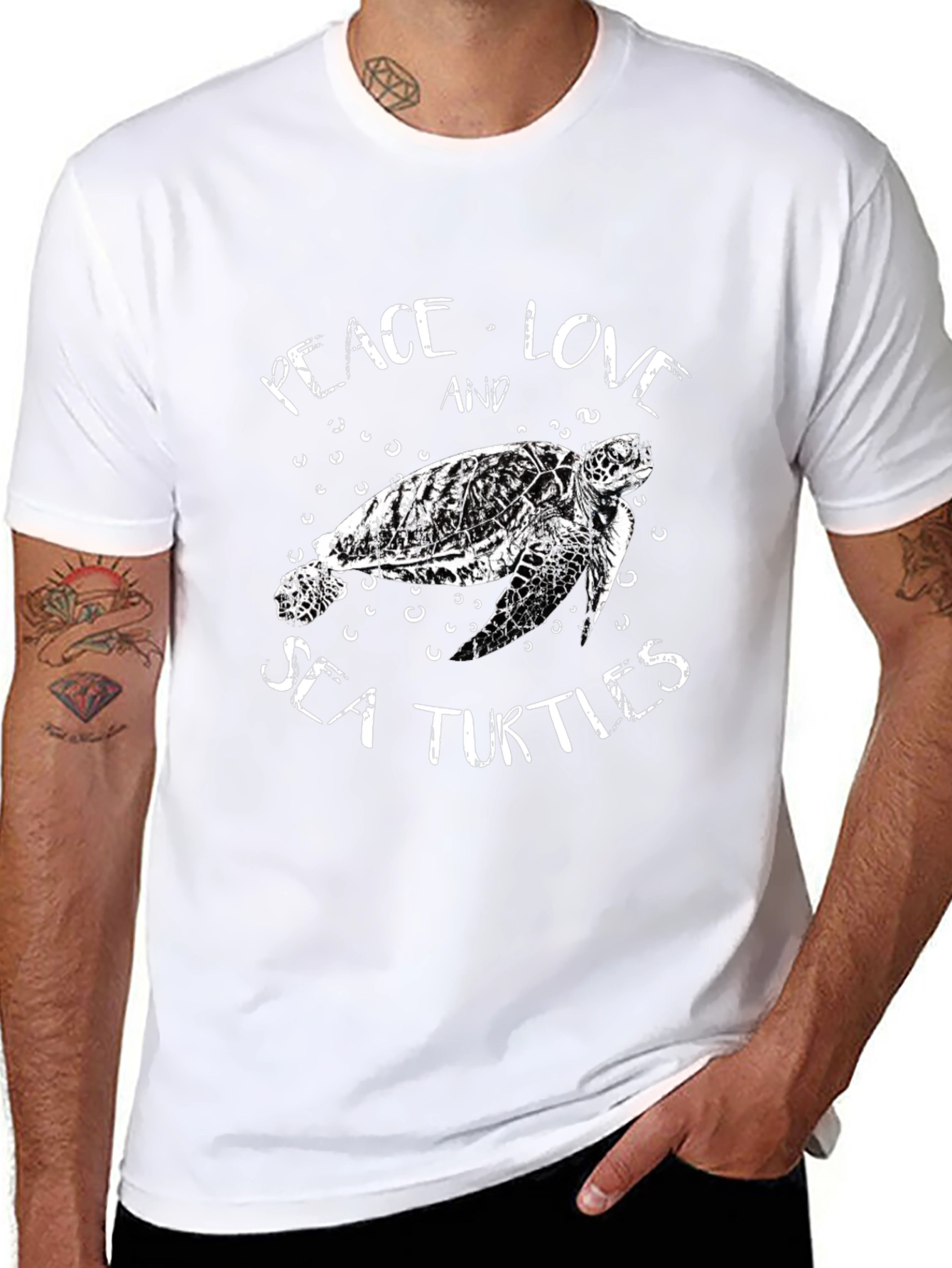 Camiseta Negra con Diseño de Tortuga Marina