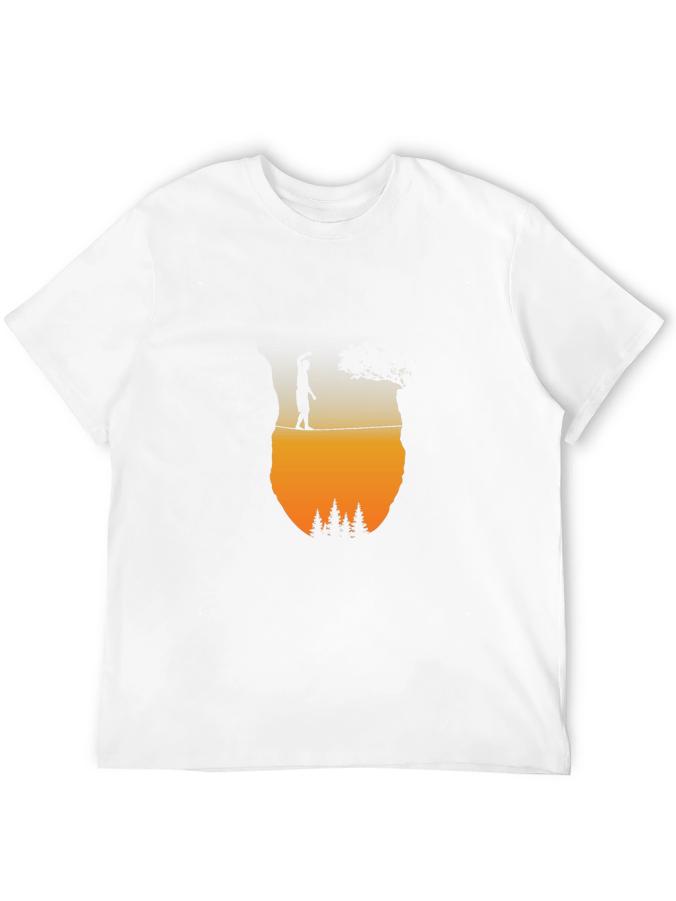 Camiseta Negra: Silueta Equilibrista al Atardecer