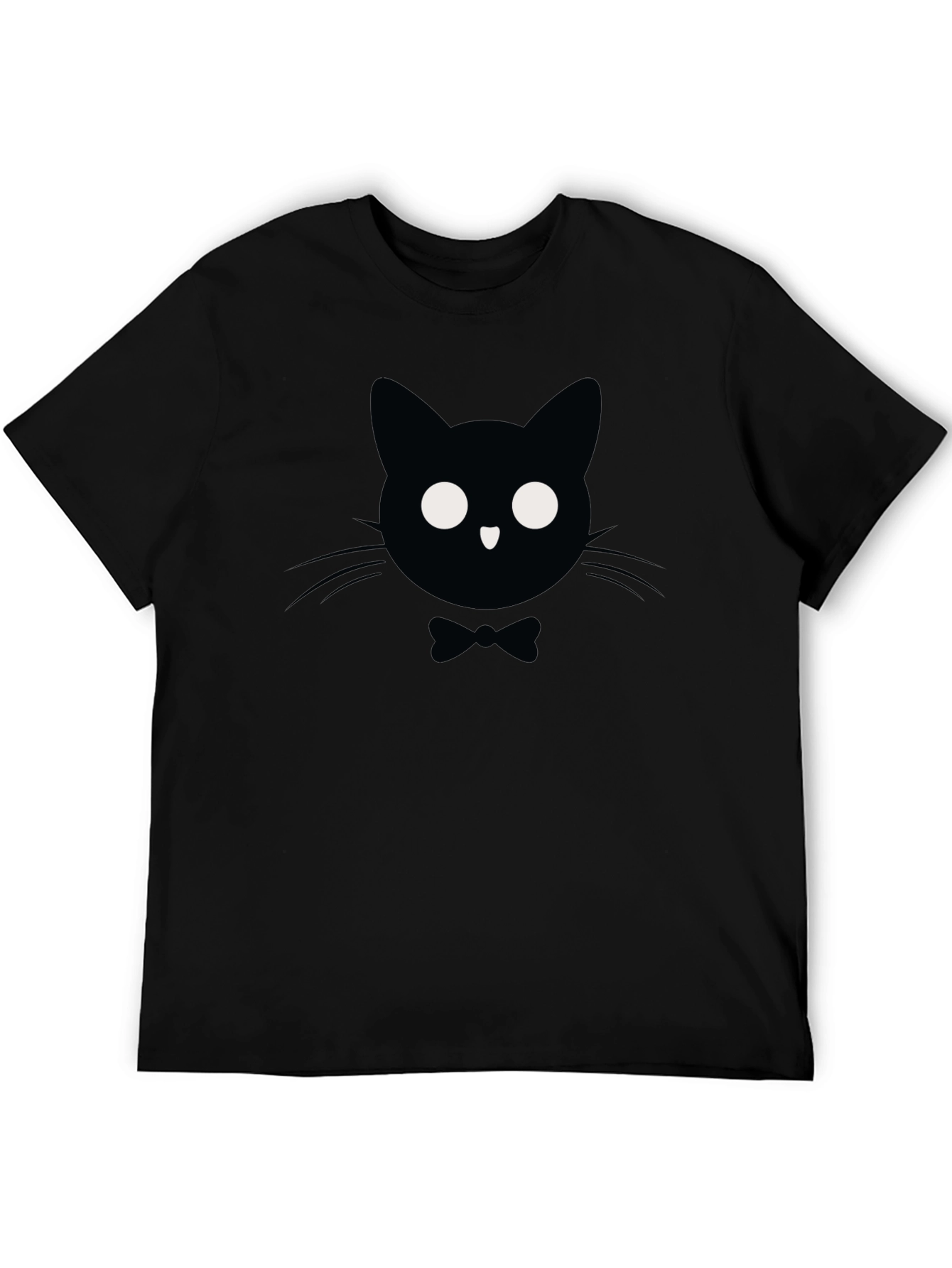 Camiseta Negra con Gato Elegante