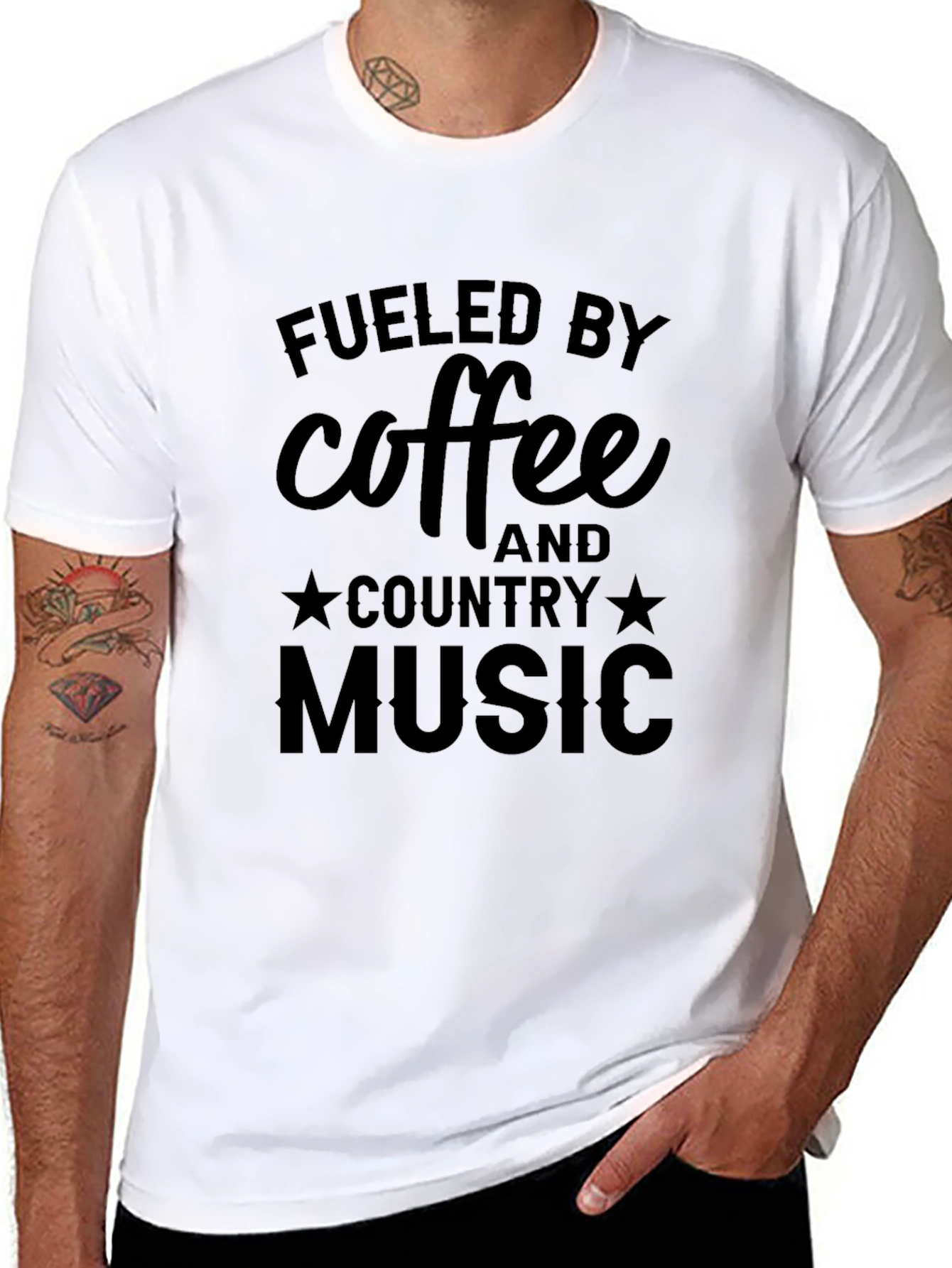 Camiseta Negra: Café y Música Country