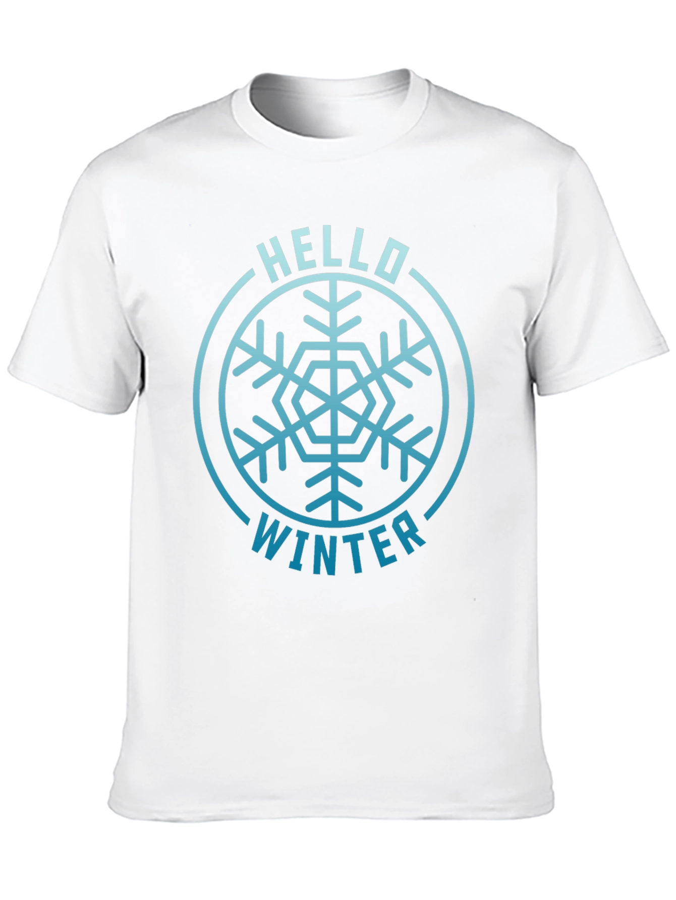 Camiseta Negra Hola Invierno Diseño Copo de Nieve