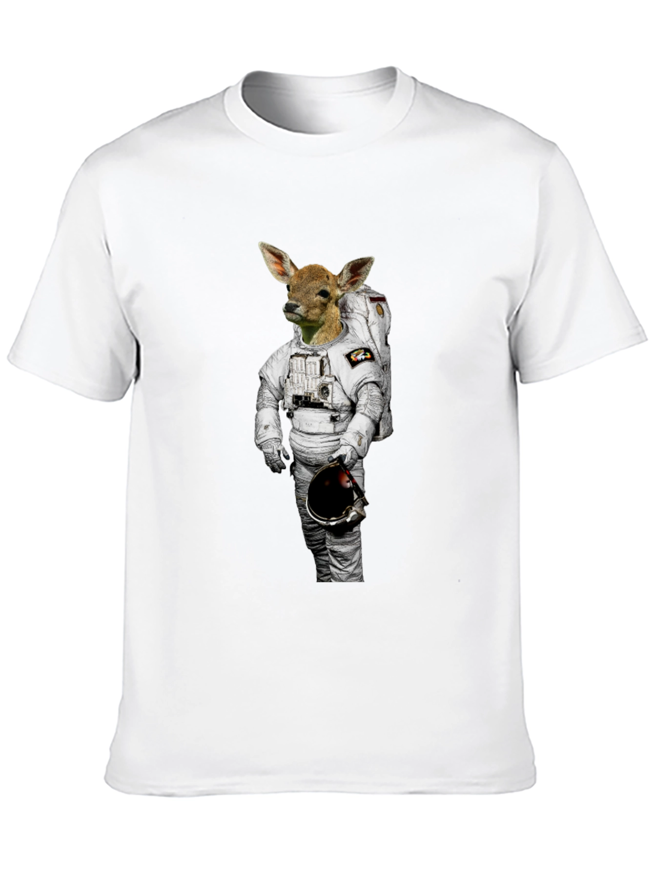Camiseta Negra con Diseño Astronauta Ciervo