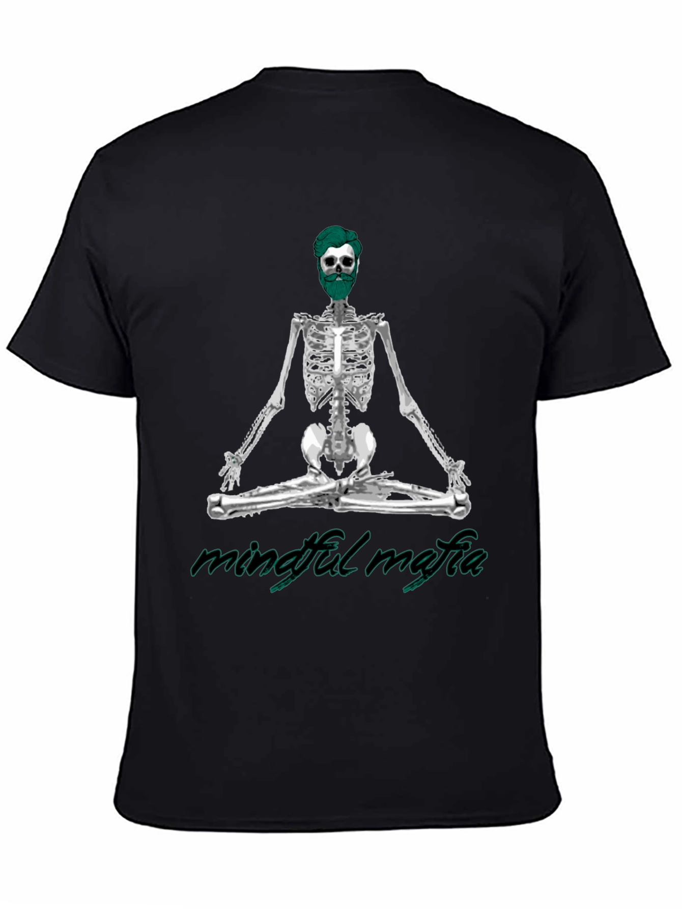 Camiseta Negra Mindfulness Mafia - Diseño Esqueleto