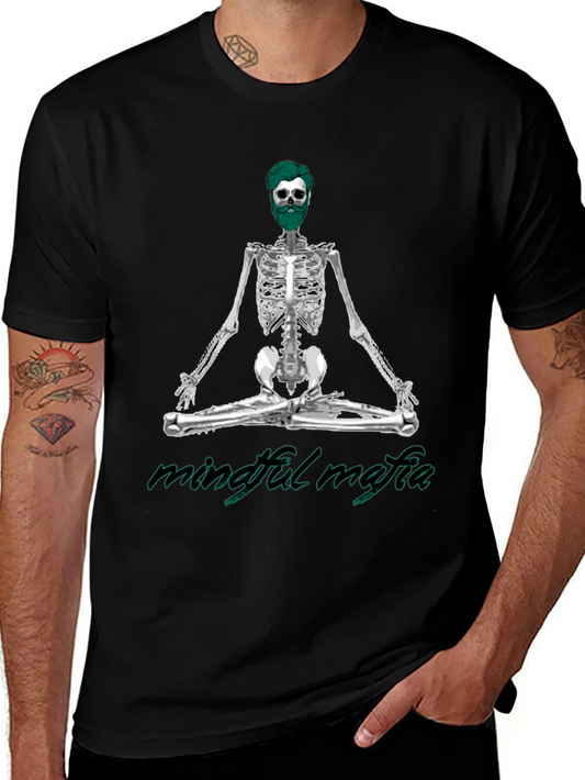 Camiseta Negra Mindfulness Mafia - Diseño Esqueleto