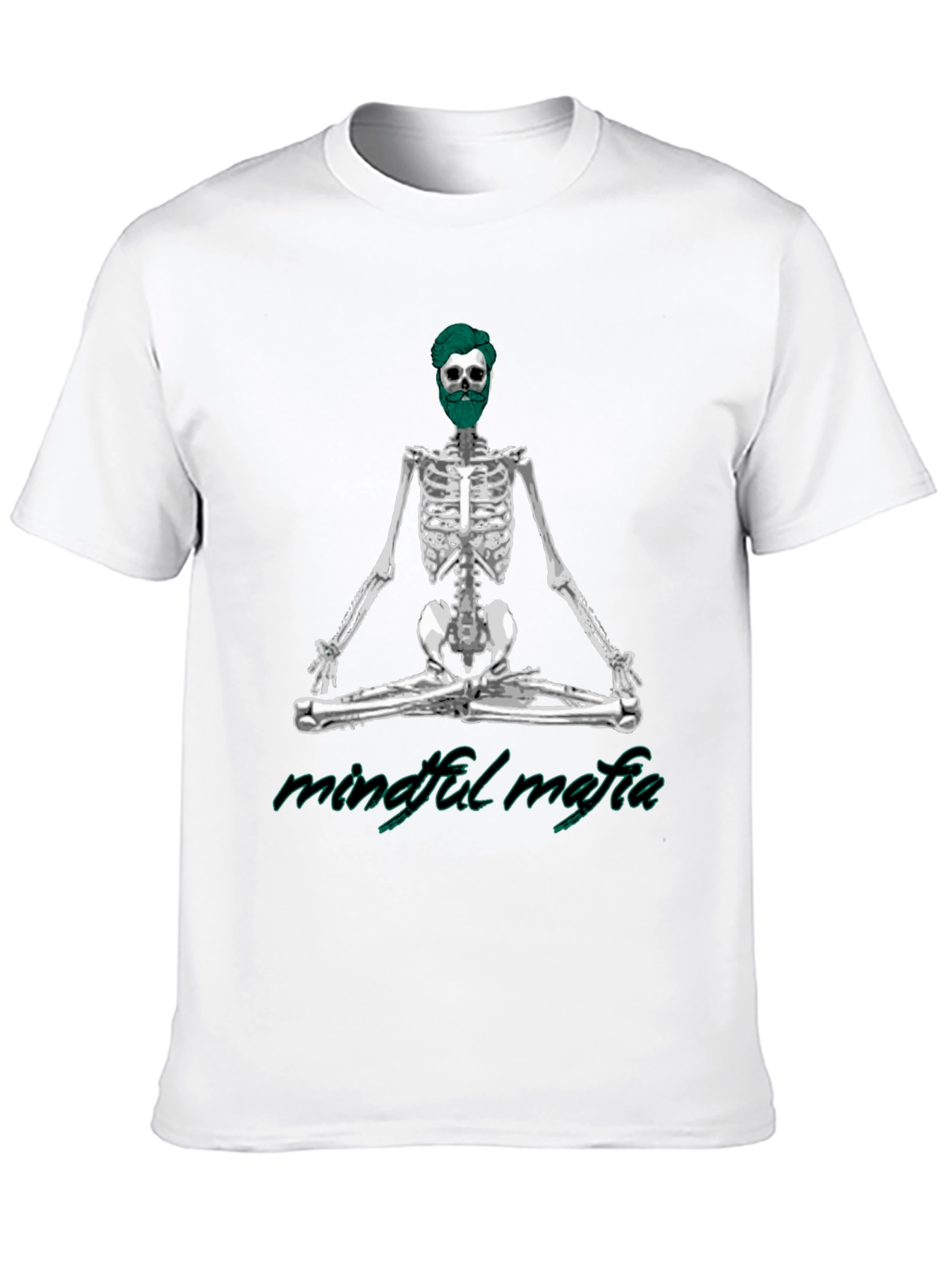 Camiseta Negra Mindfulness Mafia - Diseño Esqueleto