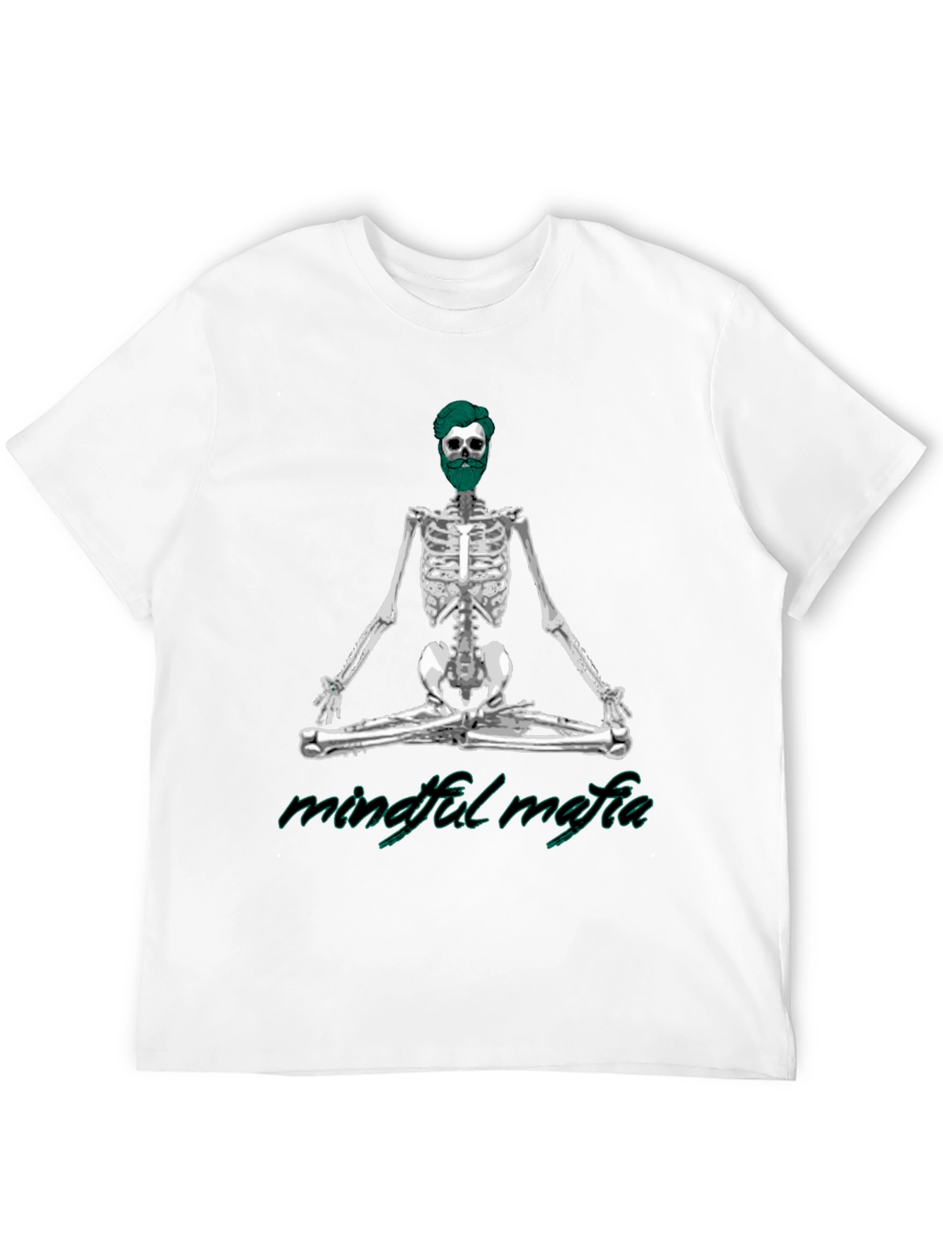 Camiseta Negra Mindfulness Mafia - Diseño Esqueleto