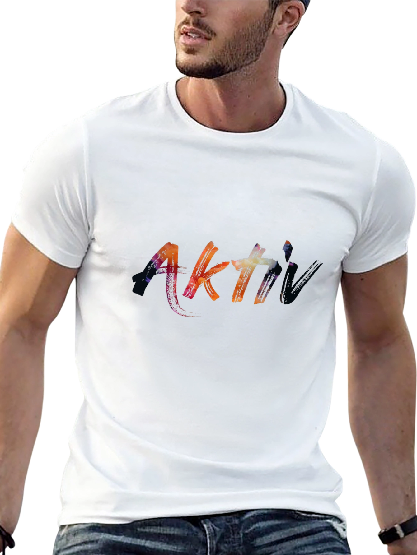 Camiseta Negra Aktiv Estilo Pincelada Artística