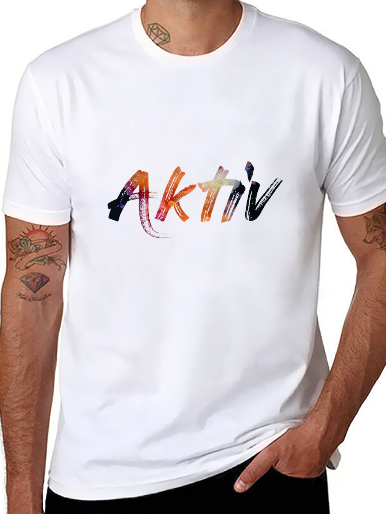 Camiseta Negra Aktiv Estilo Pincelada Artística